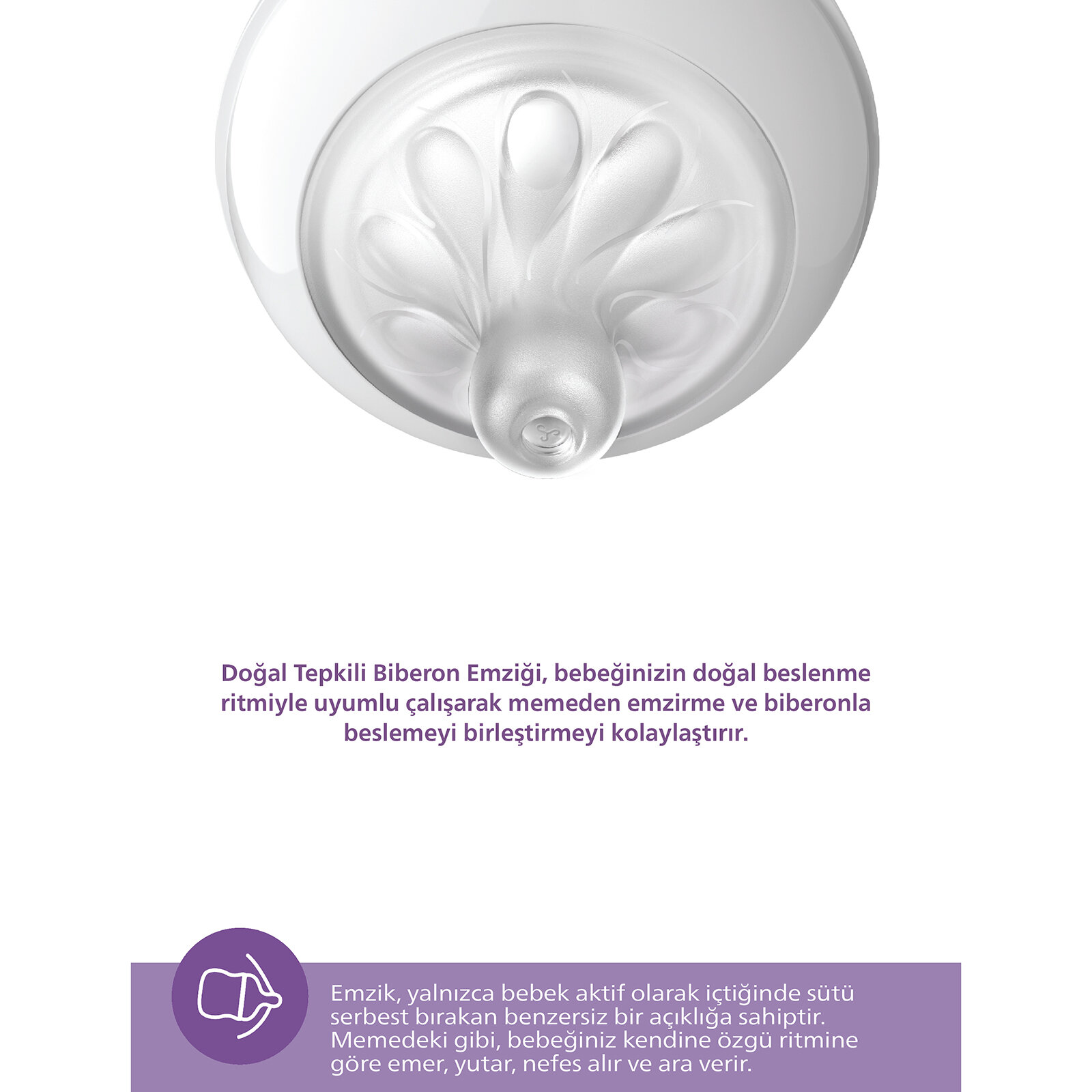 Doğal Tepkili PP Mavi Biberon 260ml 3-6 Ay