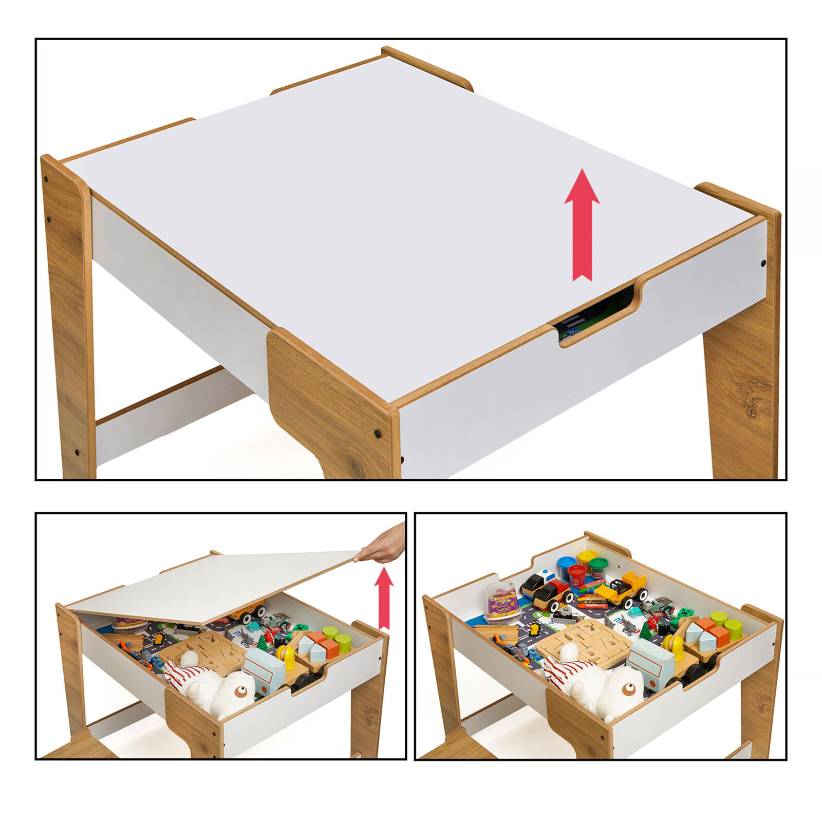 Ahşap Montessori Çocuk Oyun Masa ve Sandalye Naturel