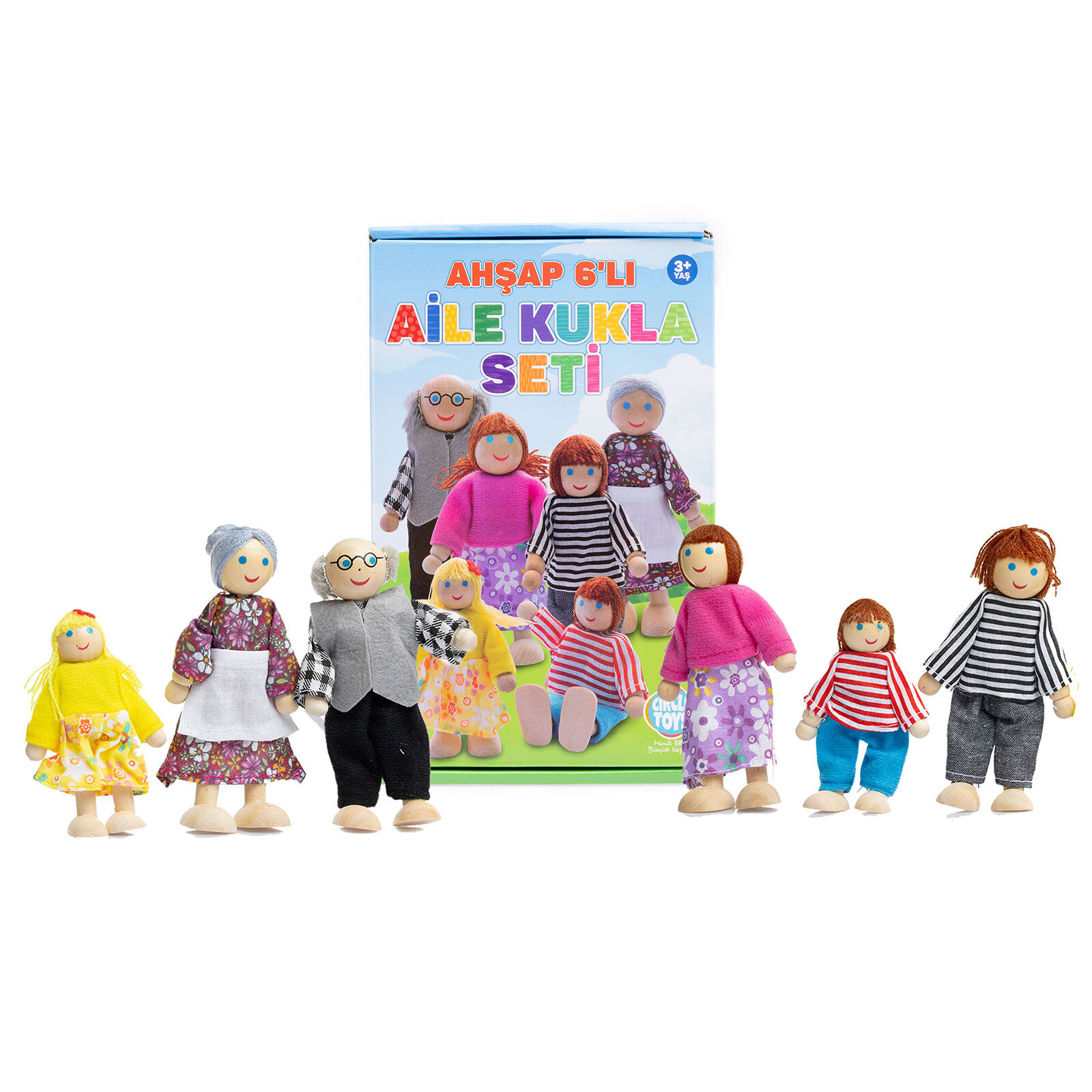 Ahşap 6'lı Aile Kukla Seti Ahşap 6'lı Aile Kukla Seti