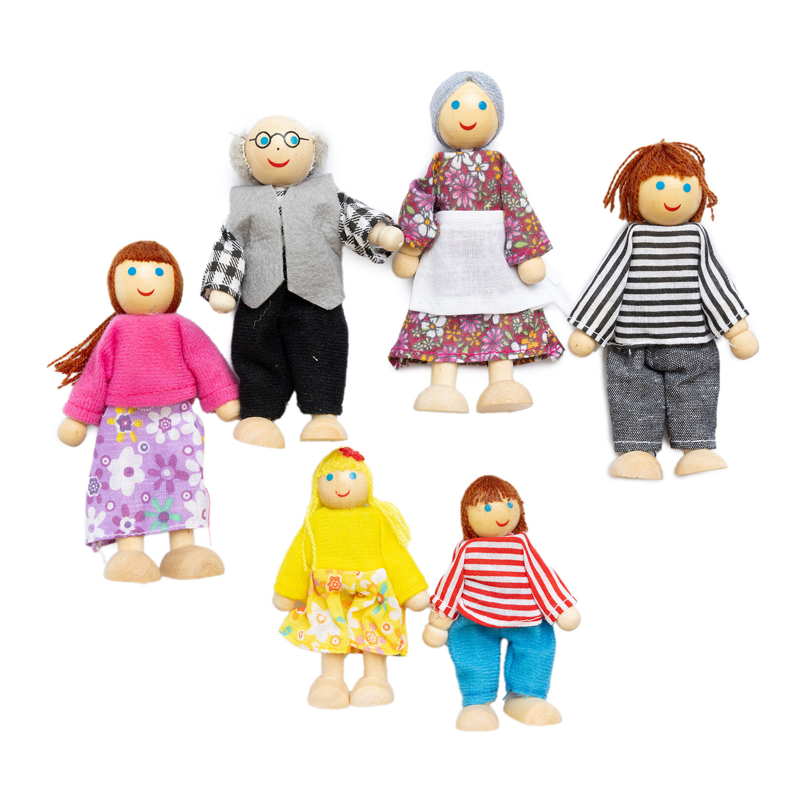 Ahşap 6'lı Aile Kukla Seti Ahşap 6'lı Aile Kukla Seti