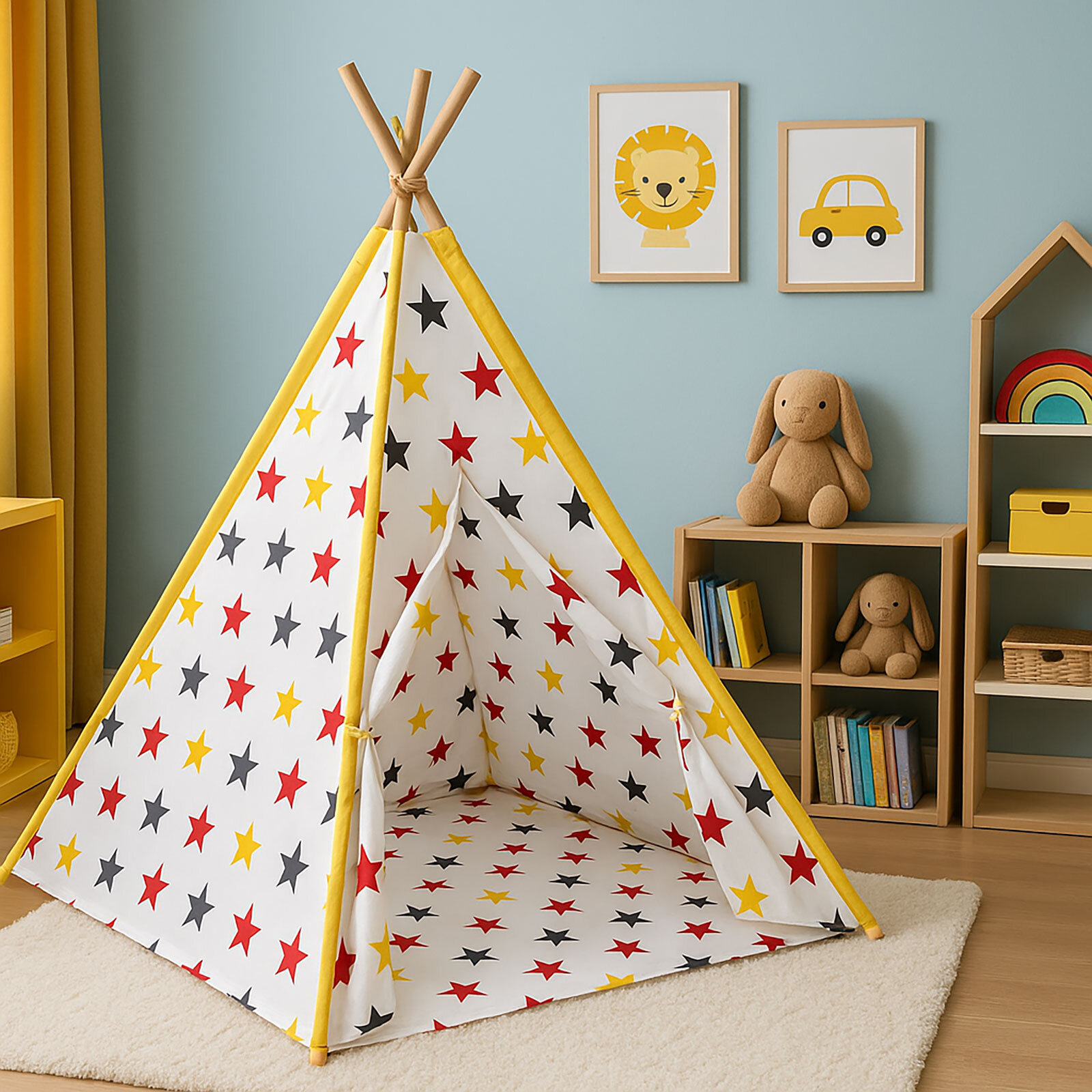 Ahşap Kızılderili Oyun Çadırı - Stars