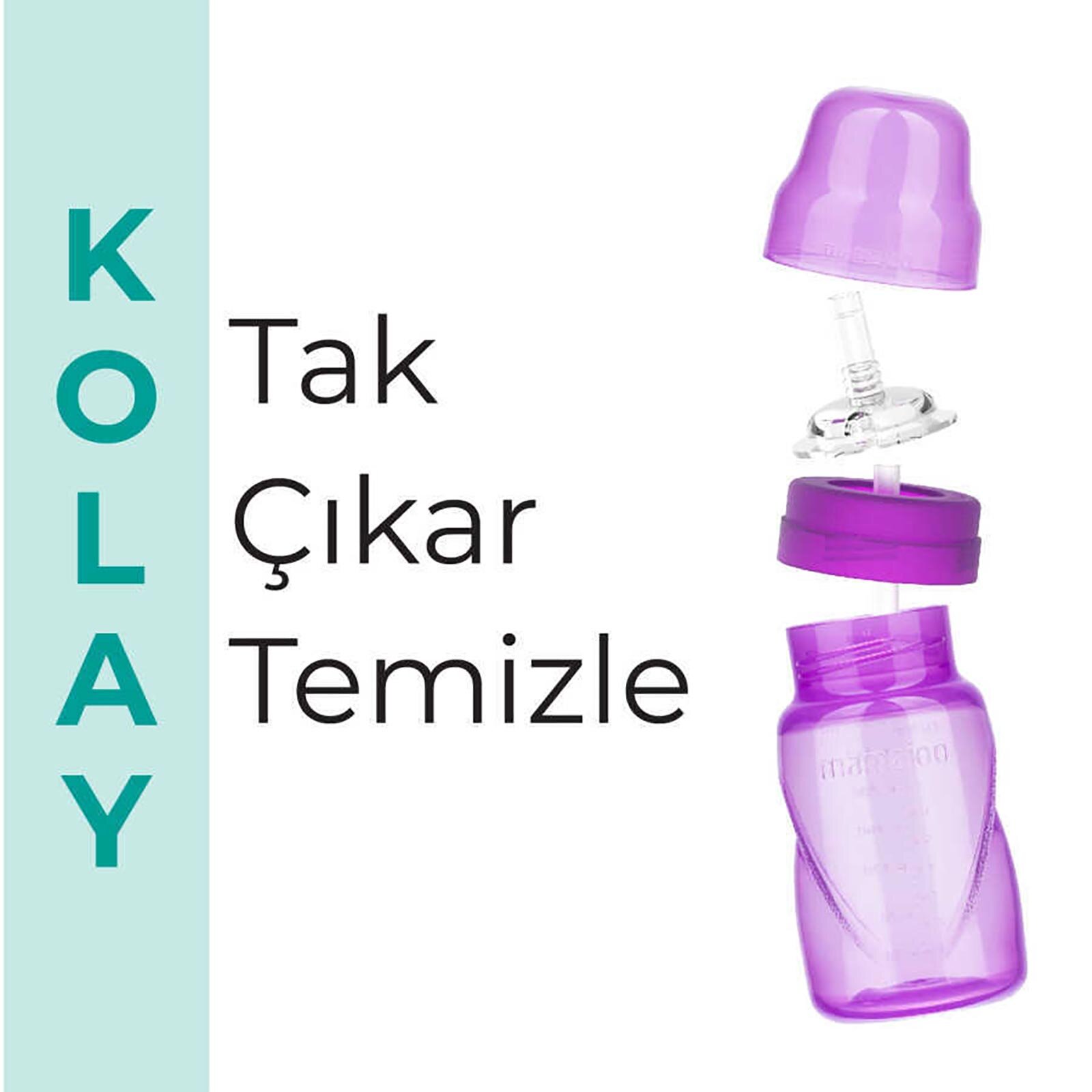 Akıtmaz Pipetli Bardak Mor 270 ml