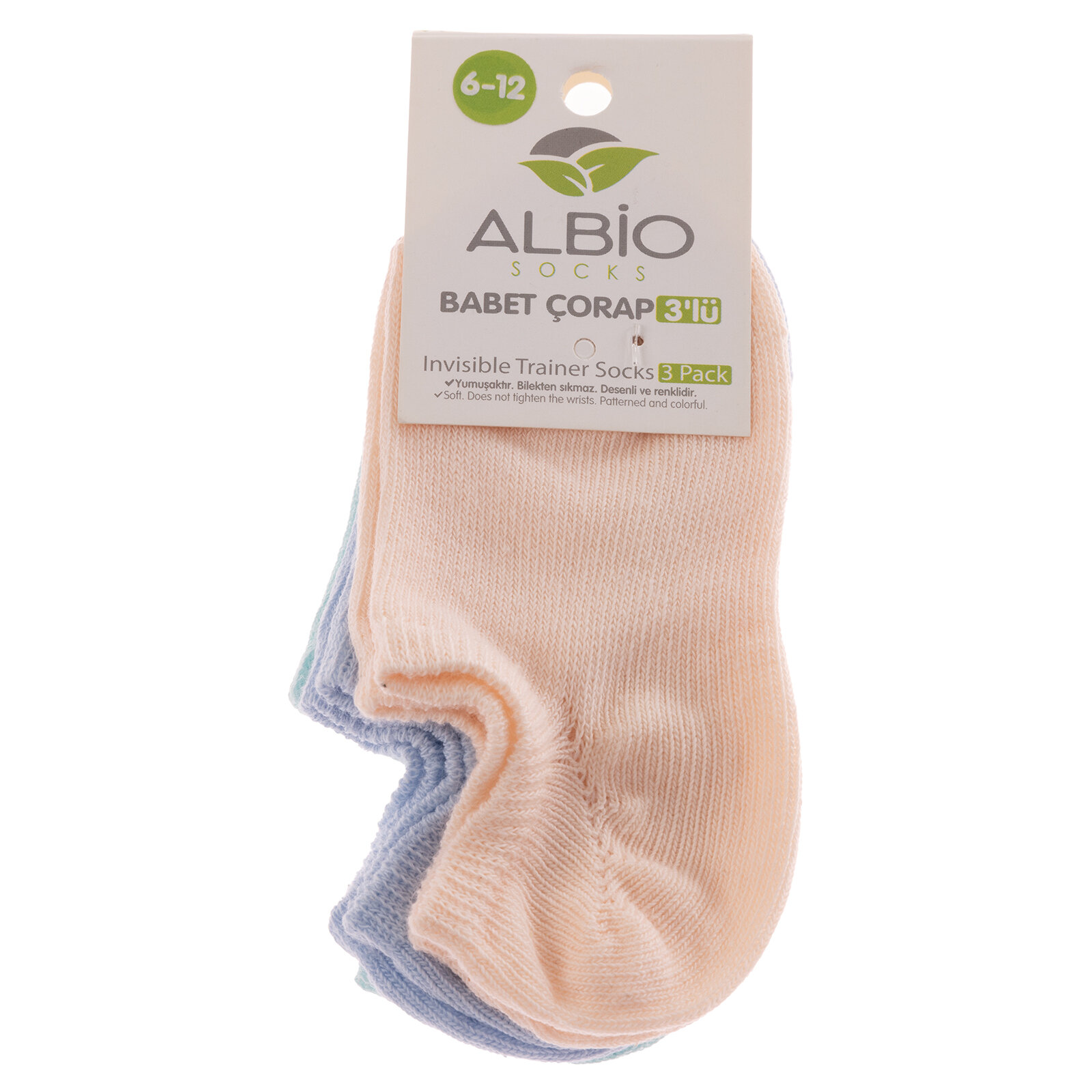 Albio Düz 3'lü Babet Çorap Kız Bebek