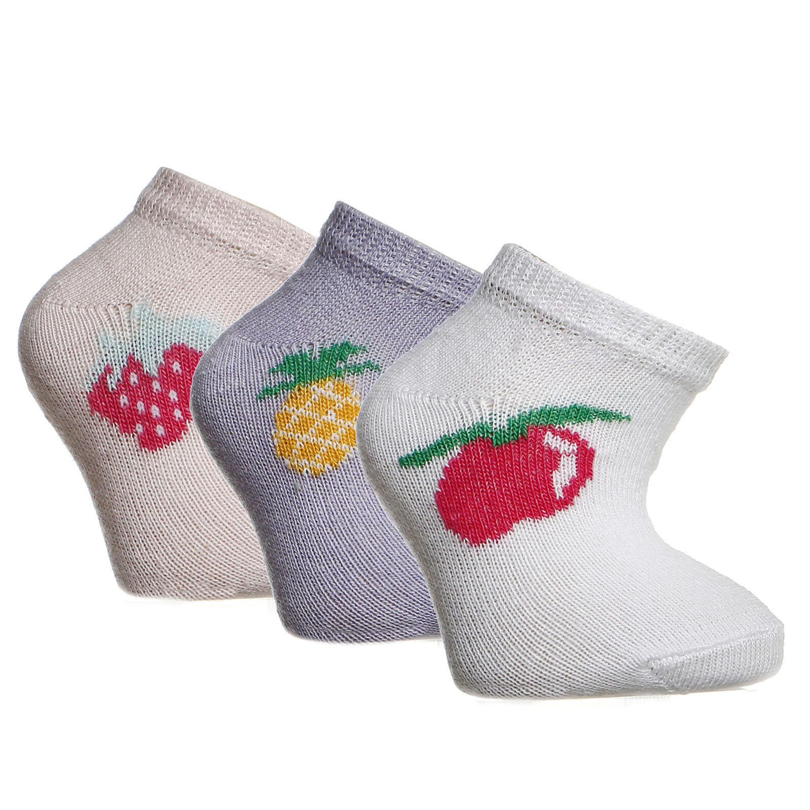 Meyveler Desenli 3lü Patik Çorap Kız Bebek