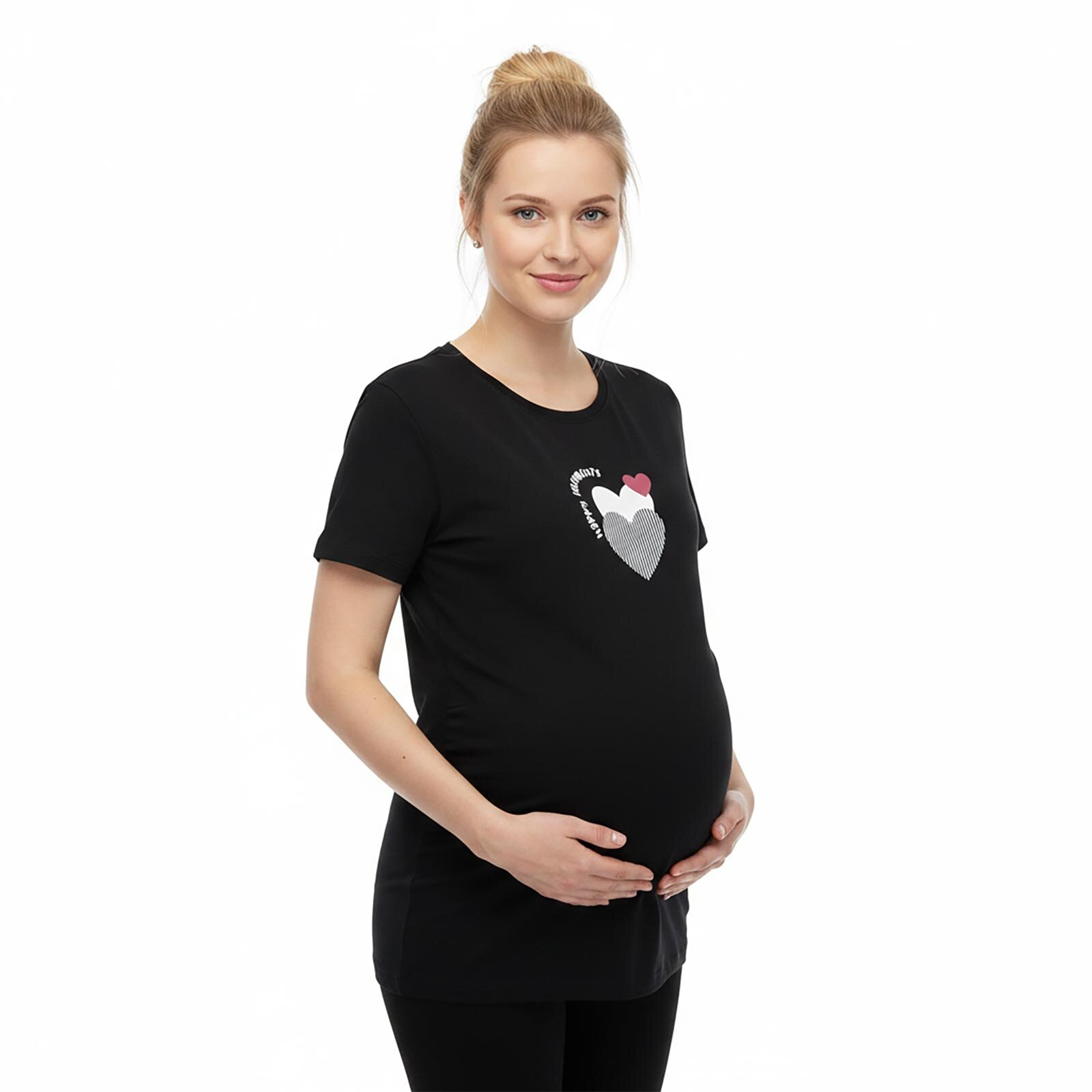 Anne Hamile Kısa Kol Tshirt Bisiklet Yaka Kısa Kol