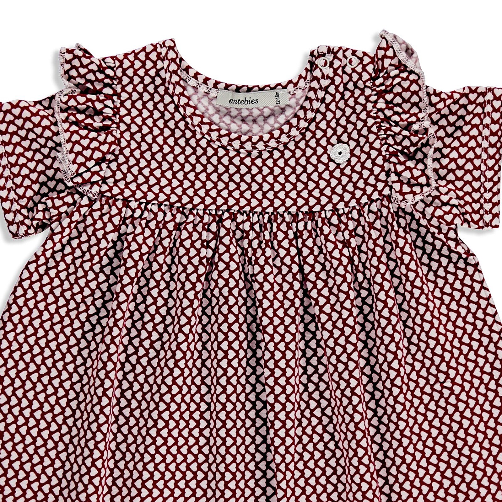 Yaz Kalp Kız Bebek Süprem Kısa Kol Bisiklet Yaka Elbise