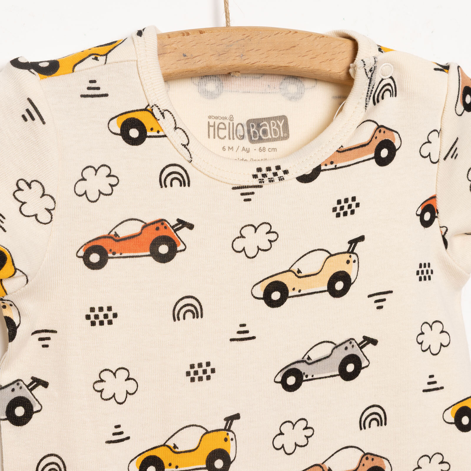 Araba Desenli Kısa Kol Body