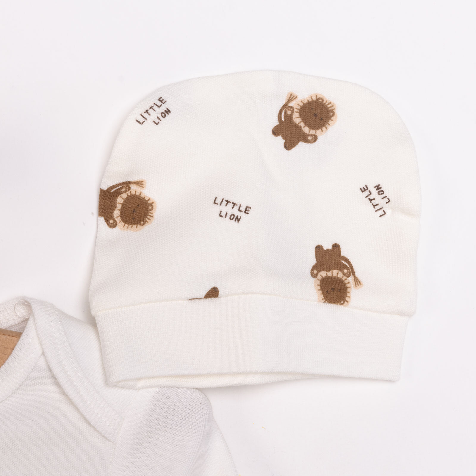 Aslan Baskılı Yenidoğan Kız Body-Patikli Alt-Şapka Kız Bebek