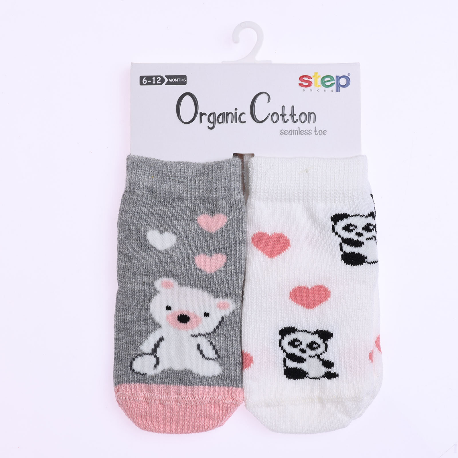 Ayı Desenli Soket 2'li Organik Çorap 2'li Organik Çorap Kız Bebek