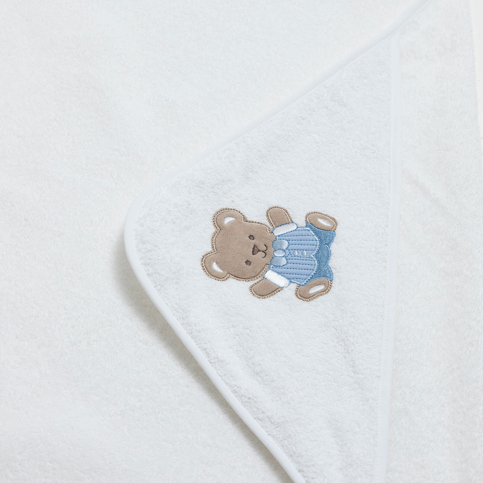 Ayıcık Nakışlı Kundak Erkek Havlu Erkek Bebek