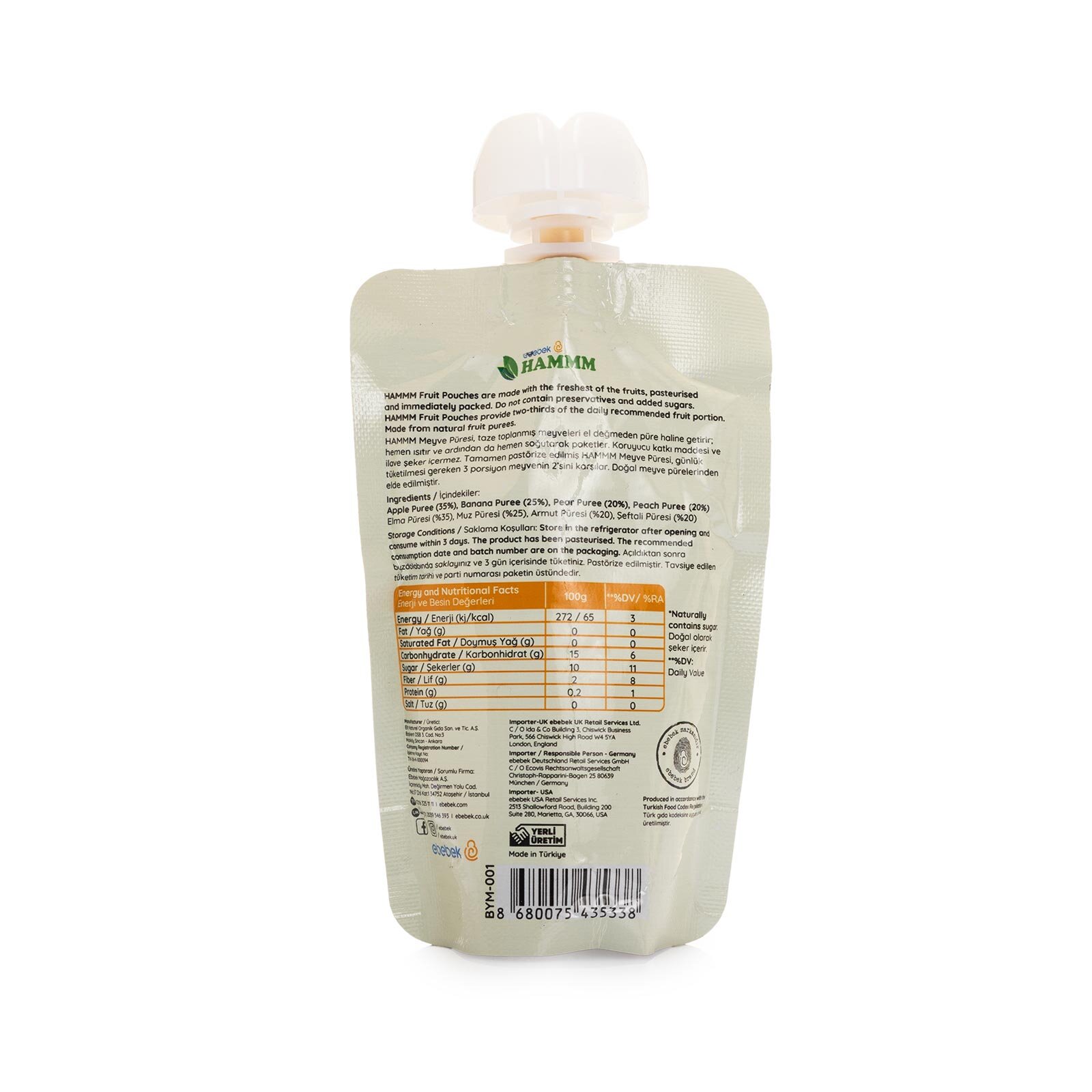 Şeftali Armut Elma Muz Meyve Püresi 90 gr