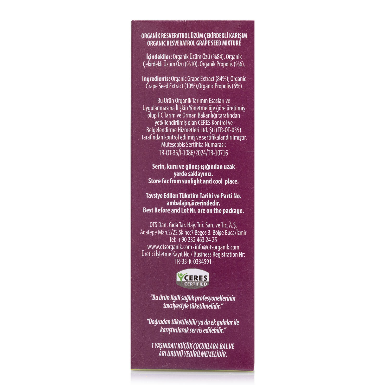 Resveratol Karışım Üzüm Çekirdekli Takviye Edici Gıda