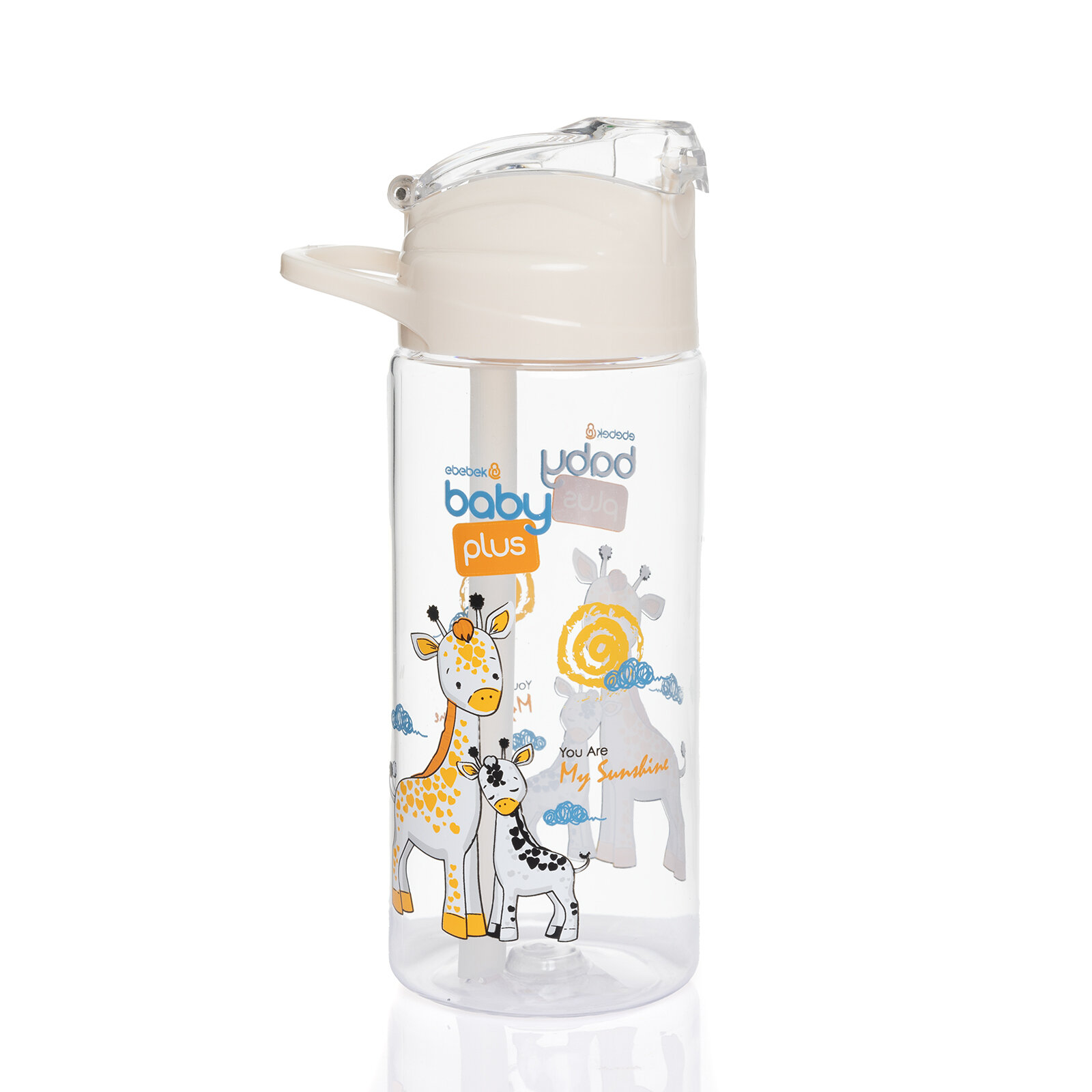 Desenli Pipetli Tritan Bebek Su Matarası 500 ml