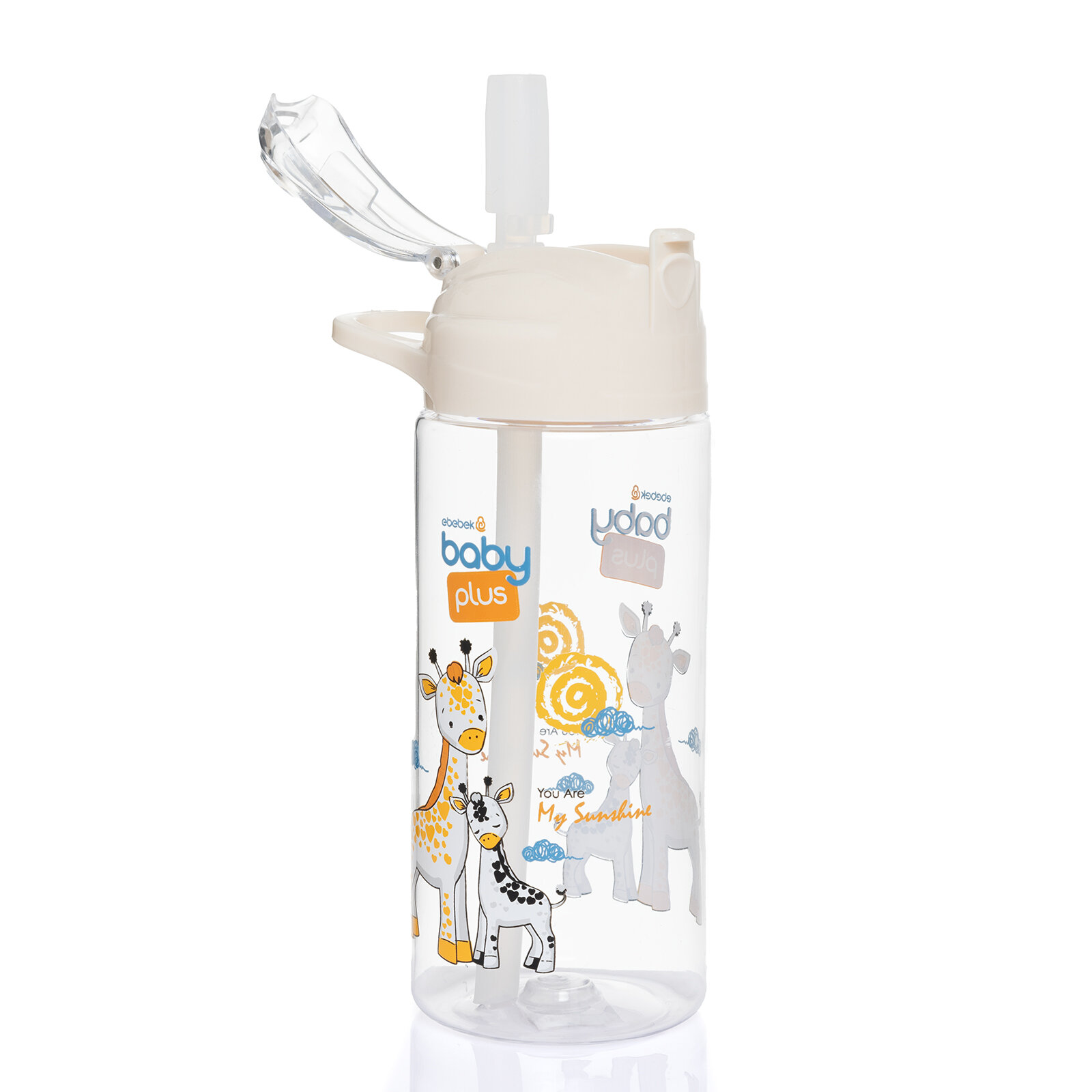 Desenli Pipetli Tritan Bebek Su Matarası 500 ml