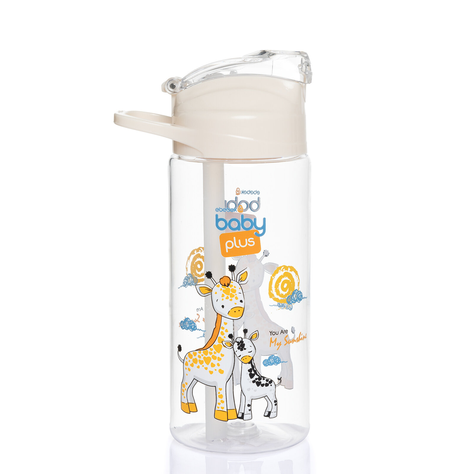 Desenli Pipetli Tritan Bebek Su Matarası 500 ml