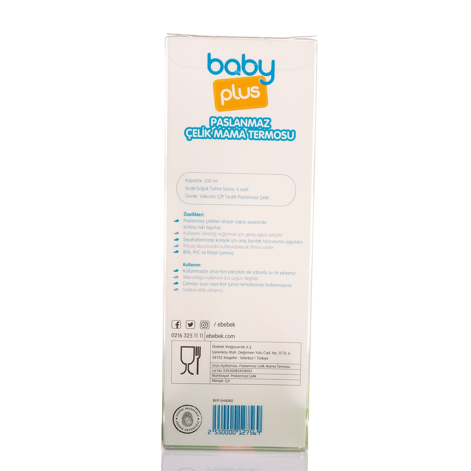 Paslanmaz Çelik Bebek Mama Saklama Termosu 350 ml