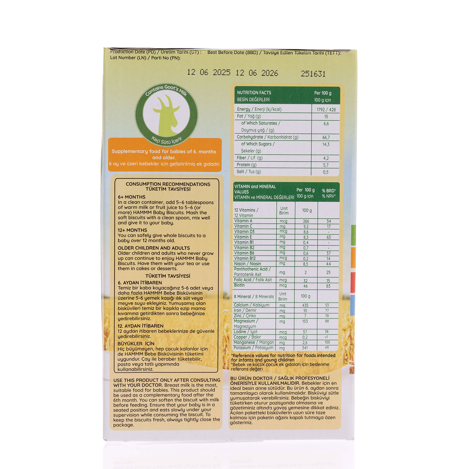 Keçi Sütlü Bebek Bisküvisi 400 gr