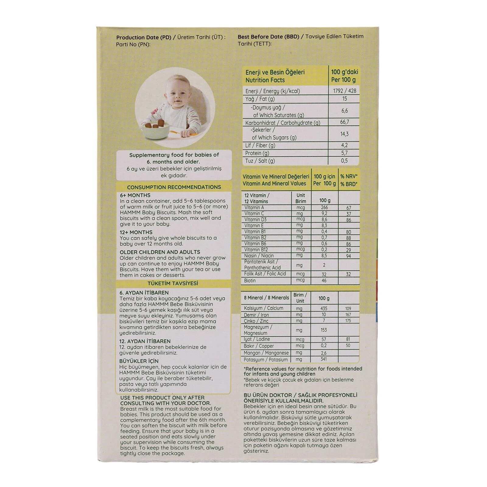 Keçi Sütlü Bebek Bisküvisi 400 gr