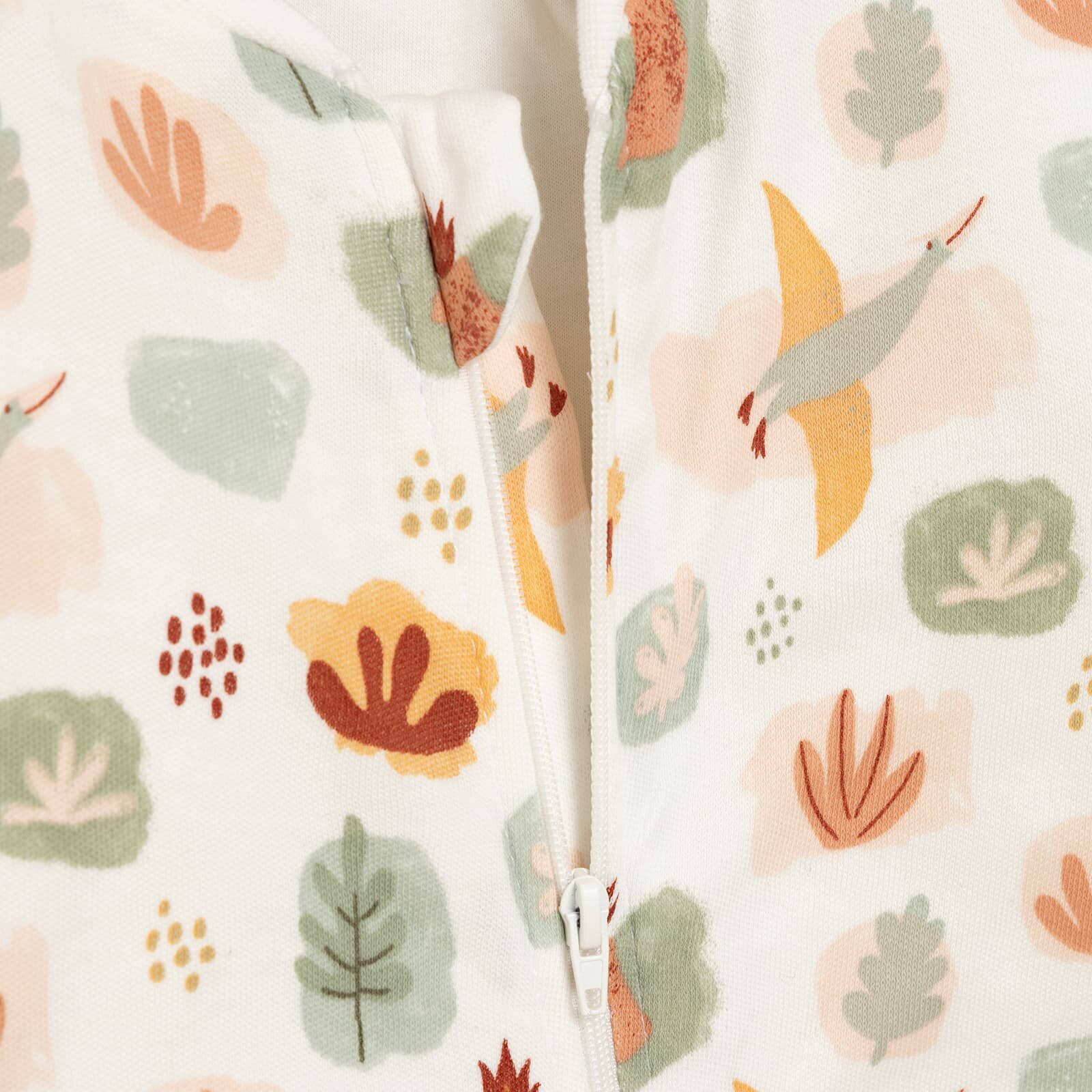 Erkek Bebek Uyku Tulum Araba Desenli İnterlok Fermuarlı 2 Tog Bisiklet Yaka Uzun Kol Bej