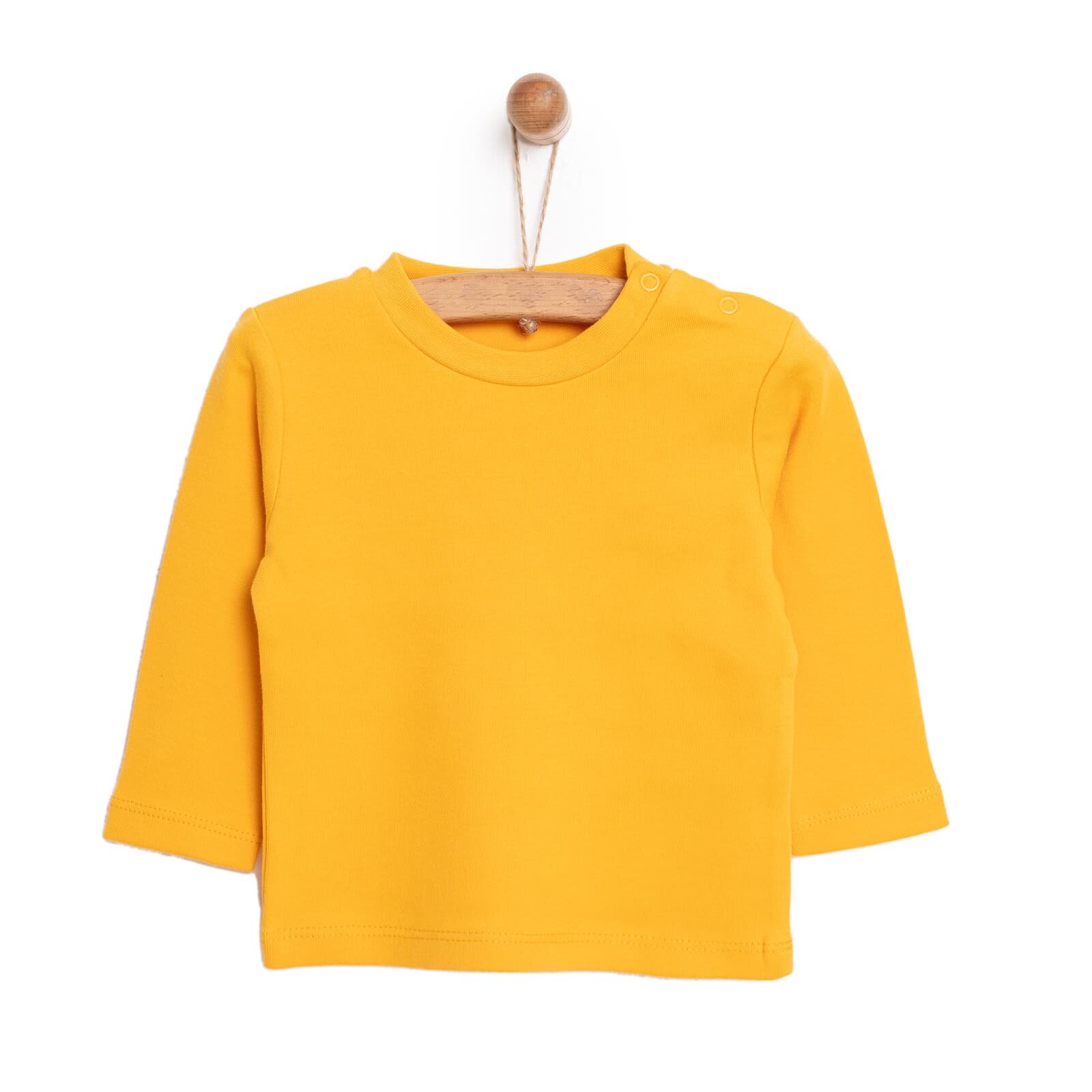 Unisex Tişört İnterlok Çıtçıtlı Bisiklet Yaka Uzun Kol