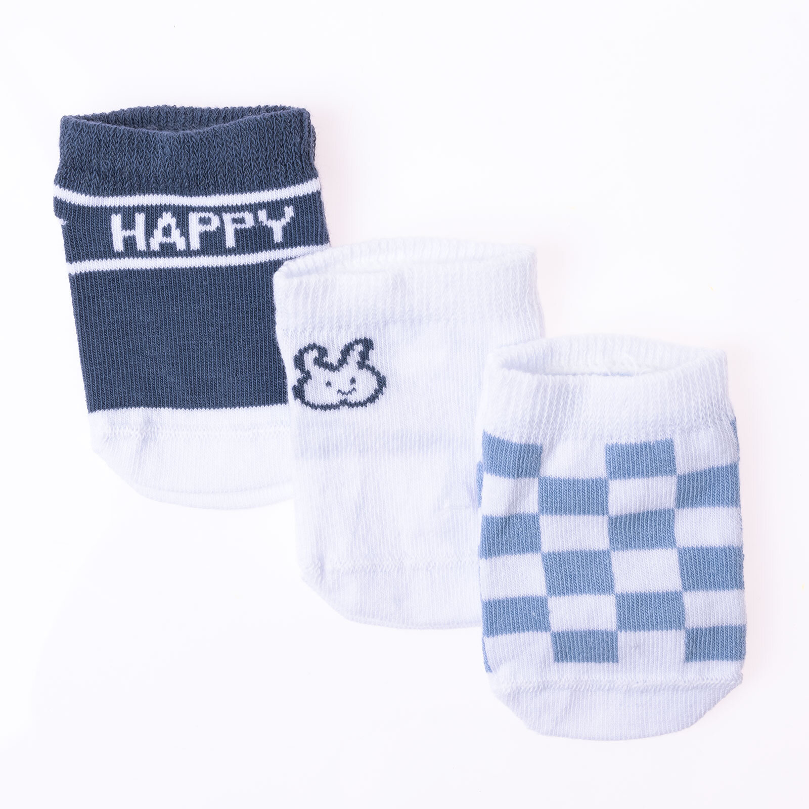 Tavşan Desenli Erkek 3'lü Bilek Çorap Erkek Bebek