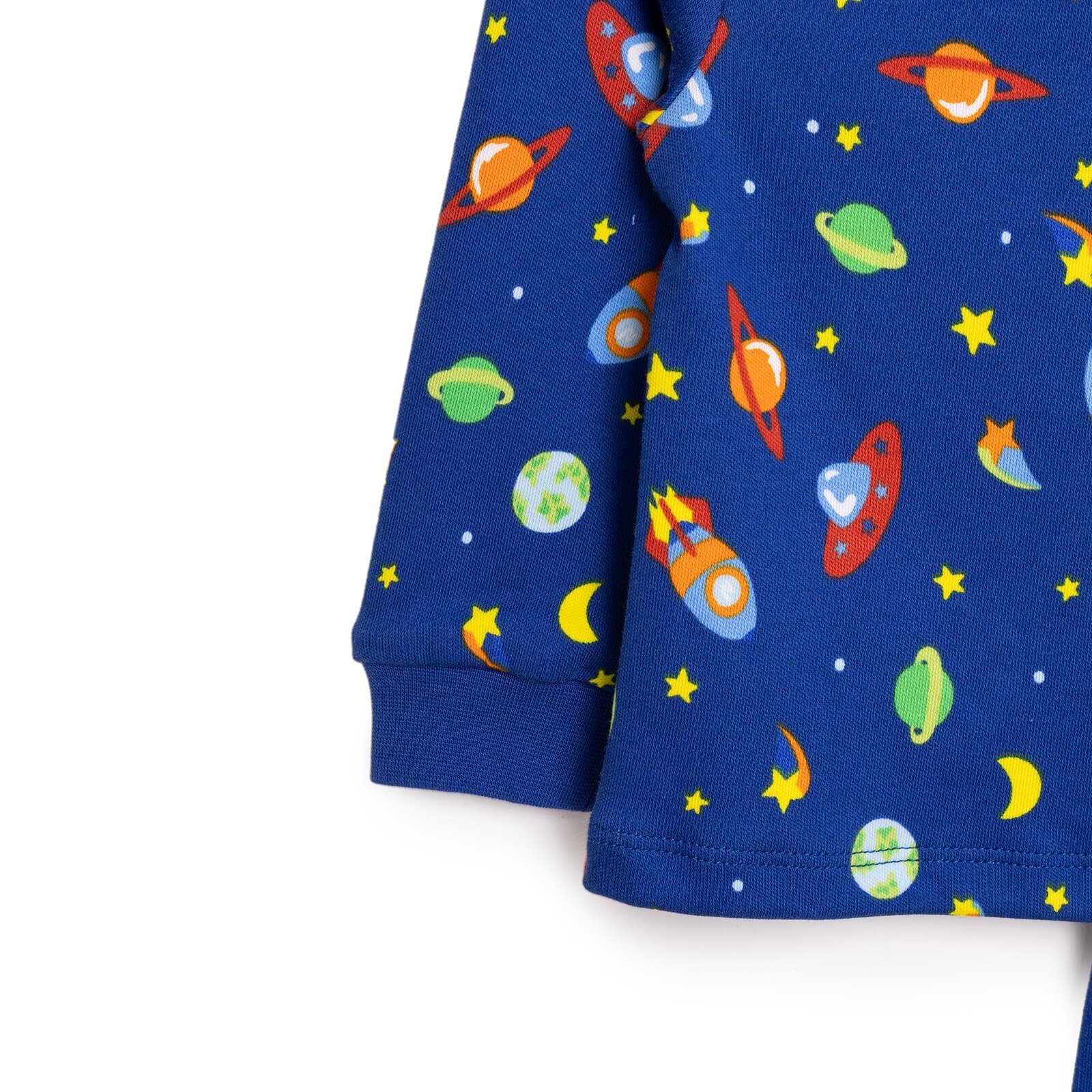 Bisiklet Yaka Uzay Desenli Erkek Bebek Pijama takımı