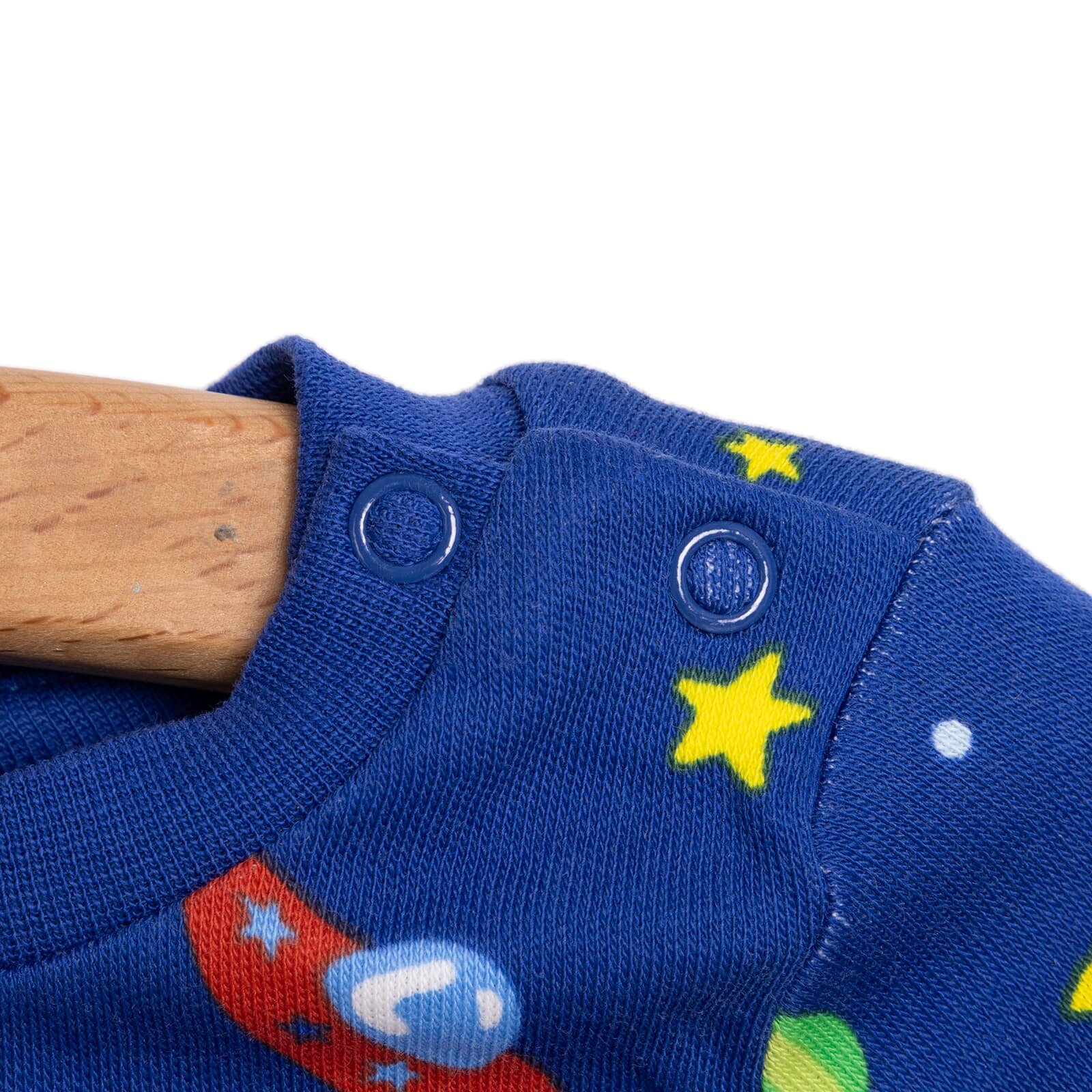 Bisiklet Yaka Uzay Desenli Erkek Bebek Pijama takımı