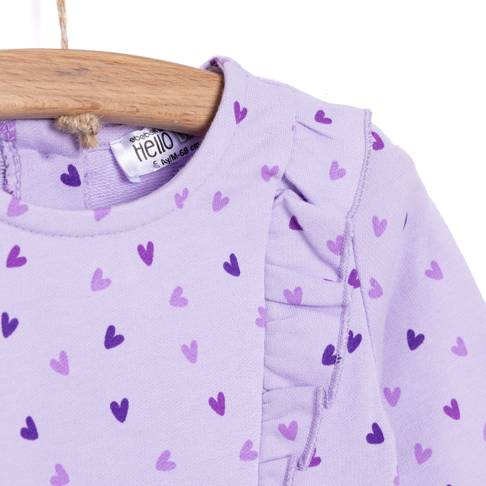 Basic Kız Kalp Desenli Fırfırlı Elbise Kız Bebek