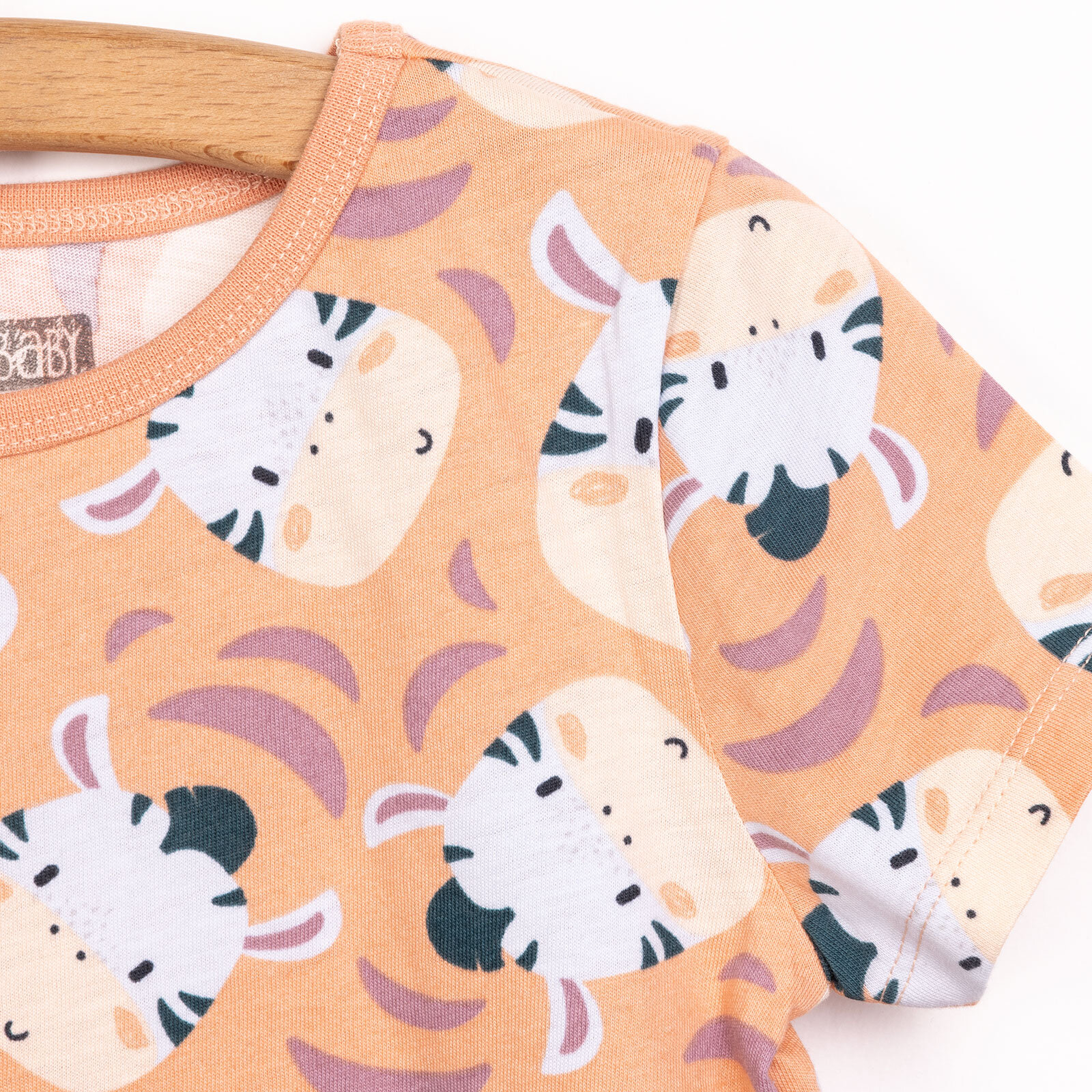 Erkek Kısa Kol Zebra Desenli Bisiklet Yaka Pijama Takımı