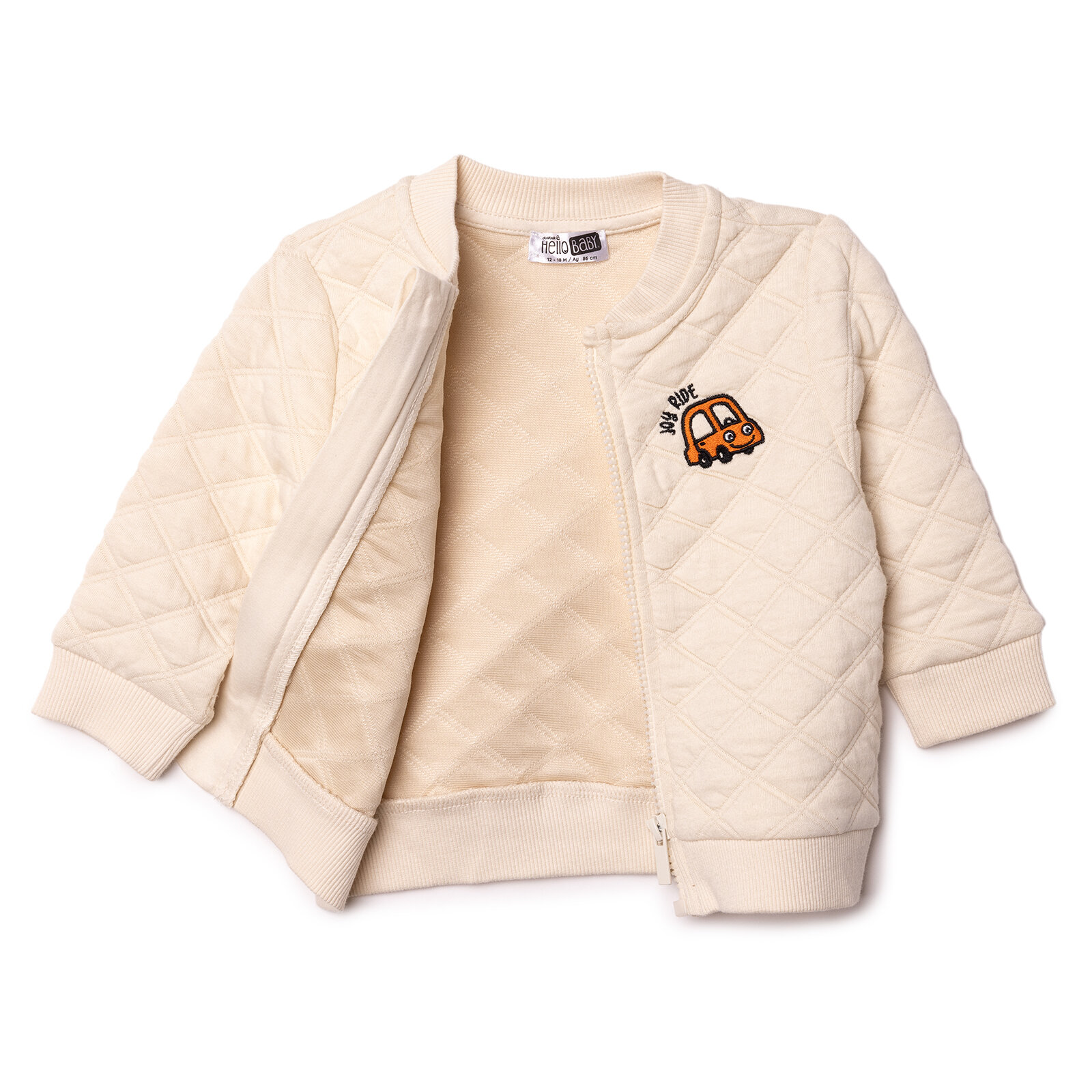 Erkek Bebek Little Car Kapitone Hırka Kapitone Örme Uzun Kol