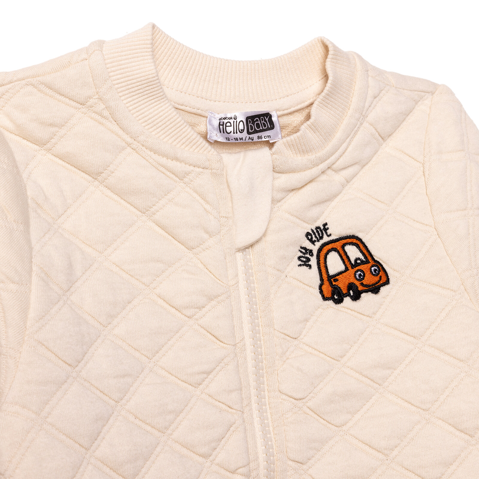 Erkek Bebek Little Car Kapitone Hırka Kapitone Örme Uzun Kol