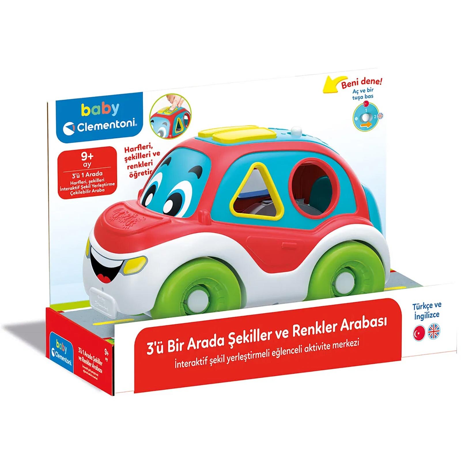 Baby Clementoni - 3'ü 1 Arada Şekiller ve Renkler Türkçe Konuşan Araba Baby Clementoni - 3'ü 1 Arada Şekiller ve Renkler Türkçe Konuşan Araba