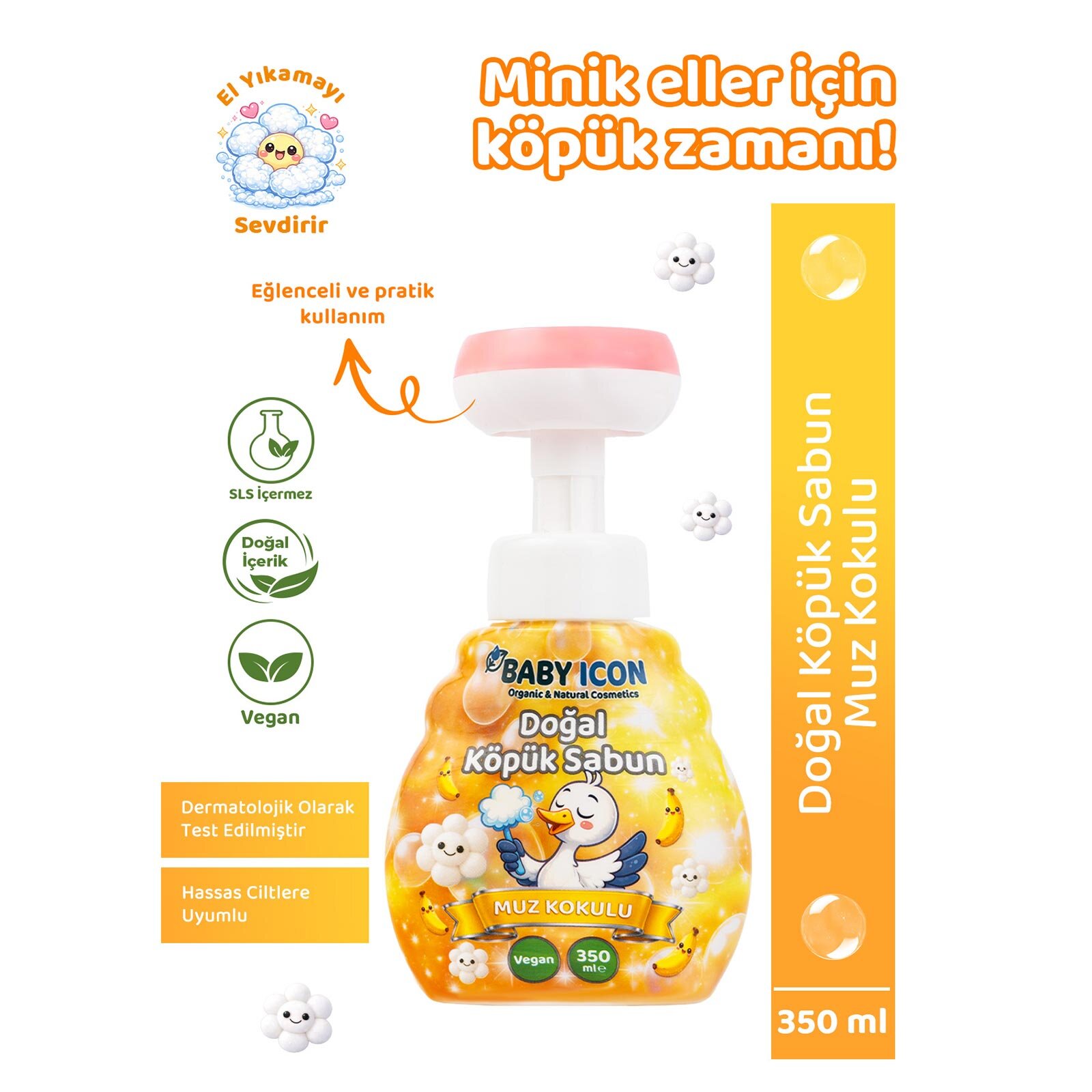 Baby İcon Doğal köpük sabun çiçek form muzlu 350 ml