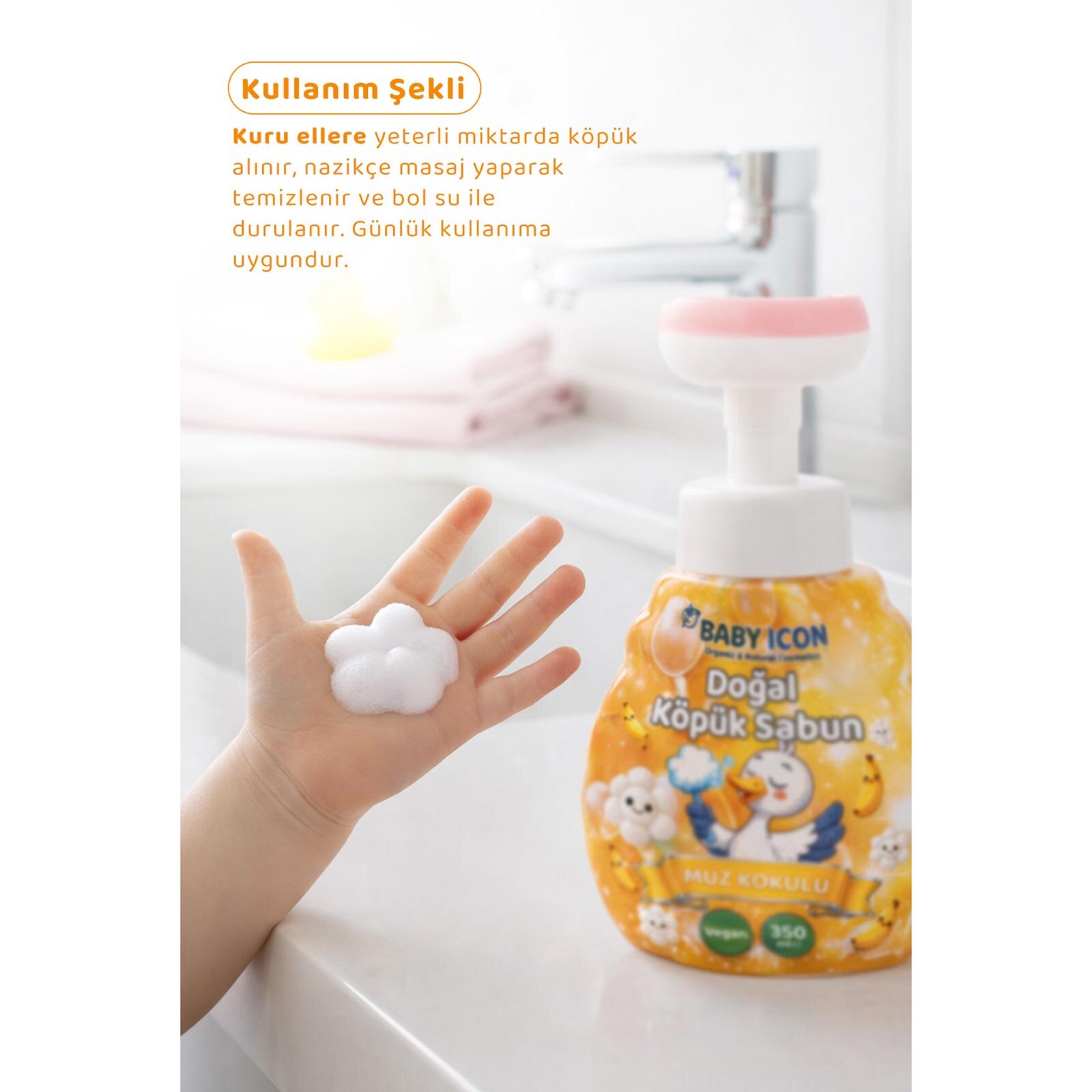 Baby İcon Doğal köpük sabun çiçek form muzlu 350 ml