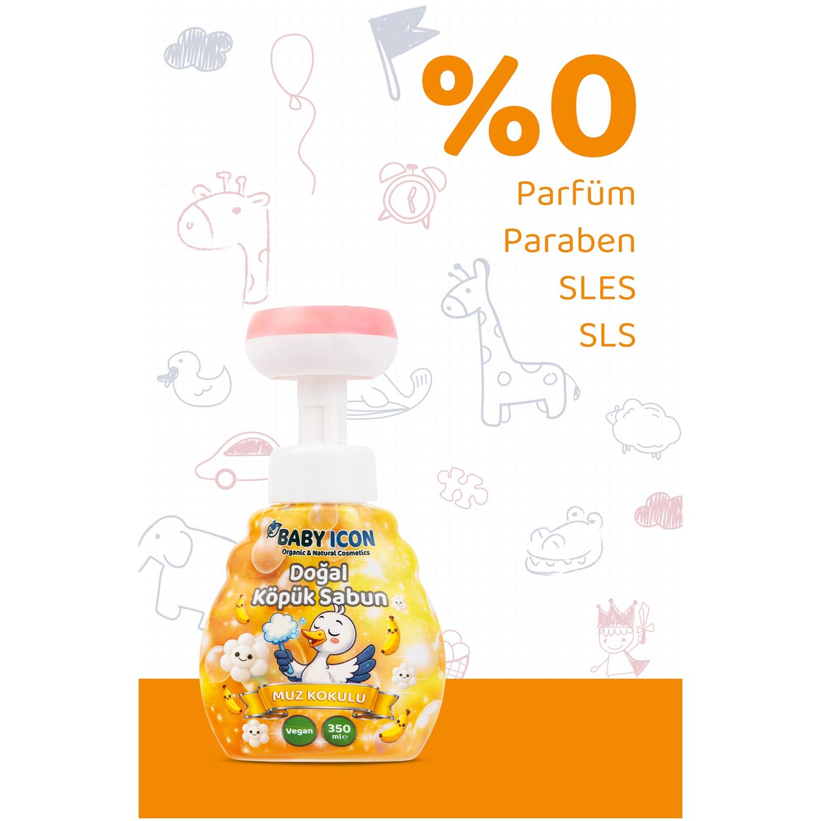 Baby İcon Doğal köpük sabun çiçek form muzlu 350 ml