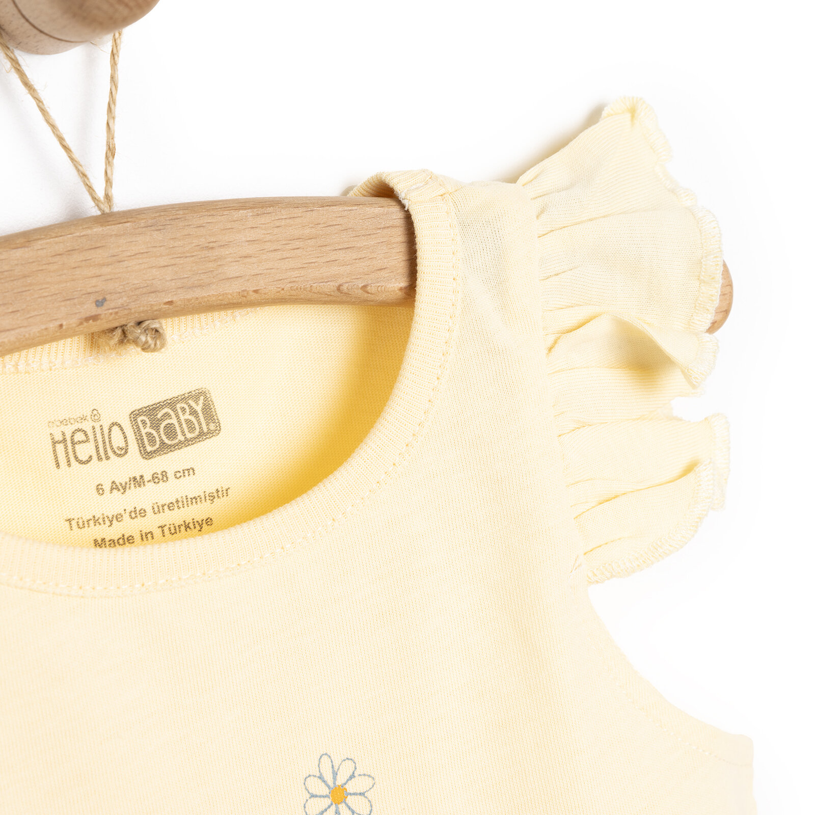 Basic Arı ve Çiçek Baskılı Fırfırlı Atlet-Şort Kız Bebek