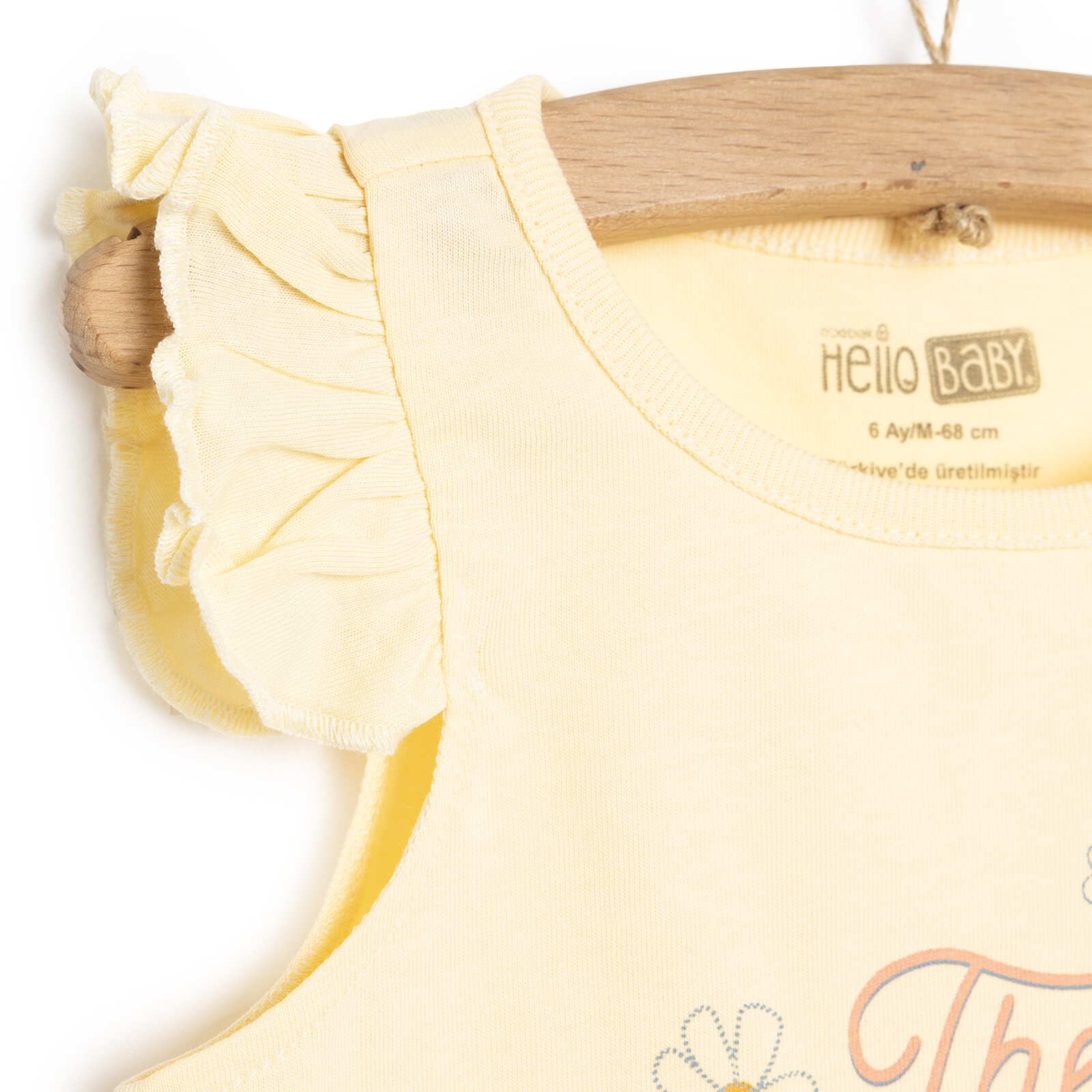 Basic Arı ve Çiçek Baskılı Fırfırlı Atlet-Şort Kız Bebek