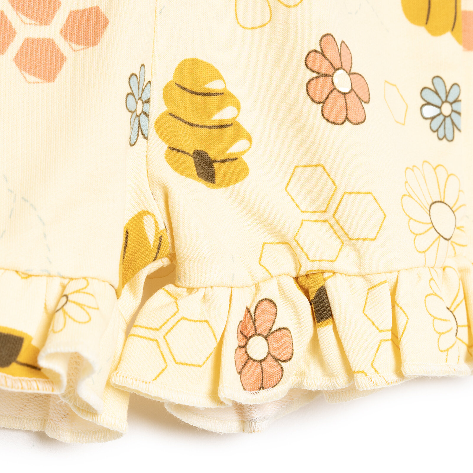Basic Arı ve Çiçek Baskılı Fırfırlı Atlet-Şort Kız Bebek
