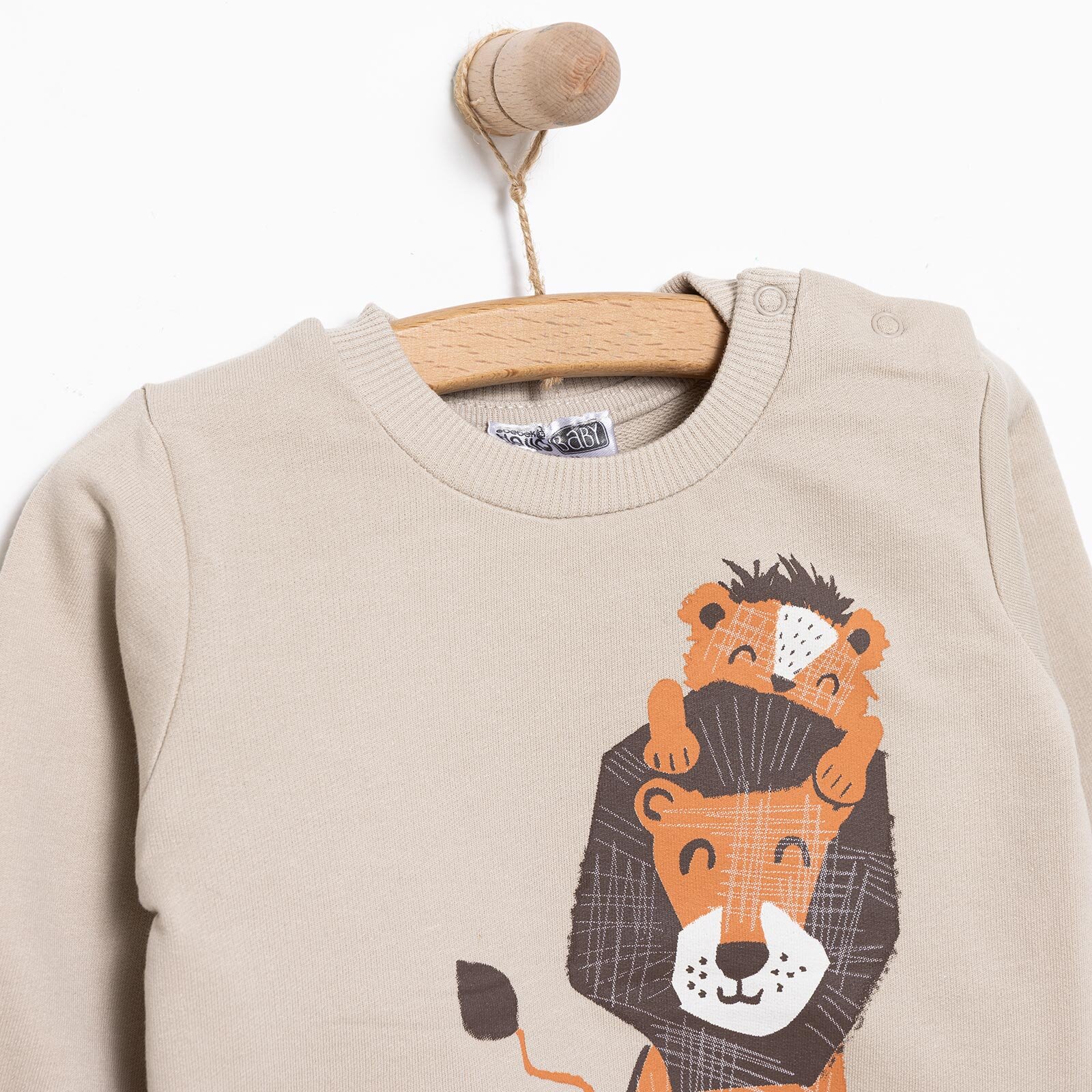 Basic Aslan Desenli Sweatshirt Erkek Bebek