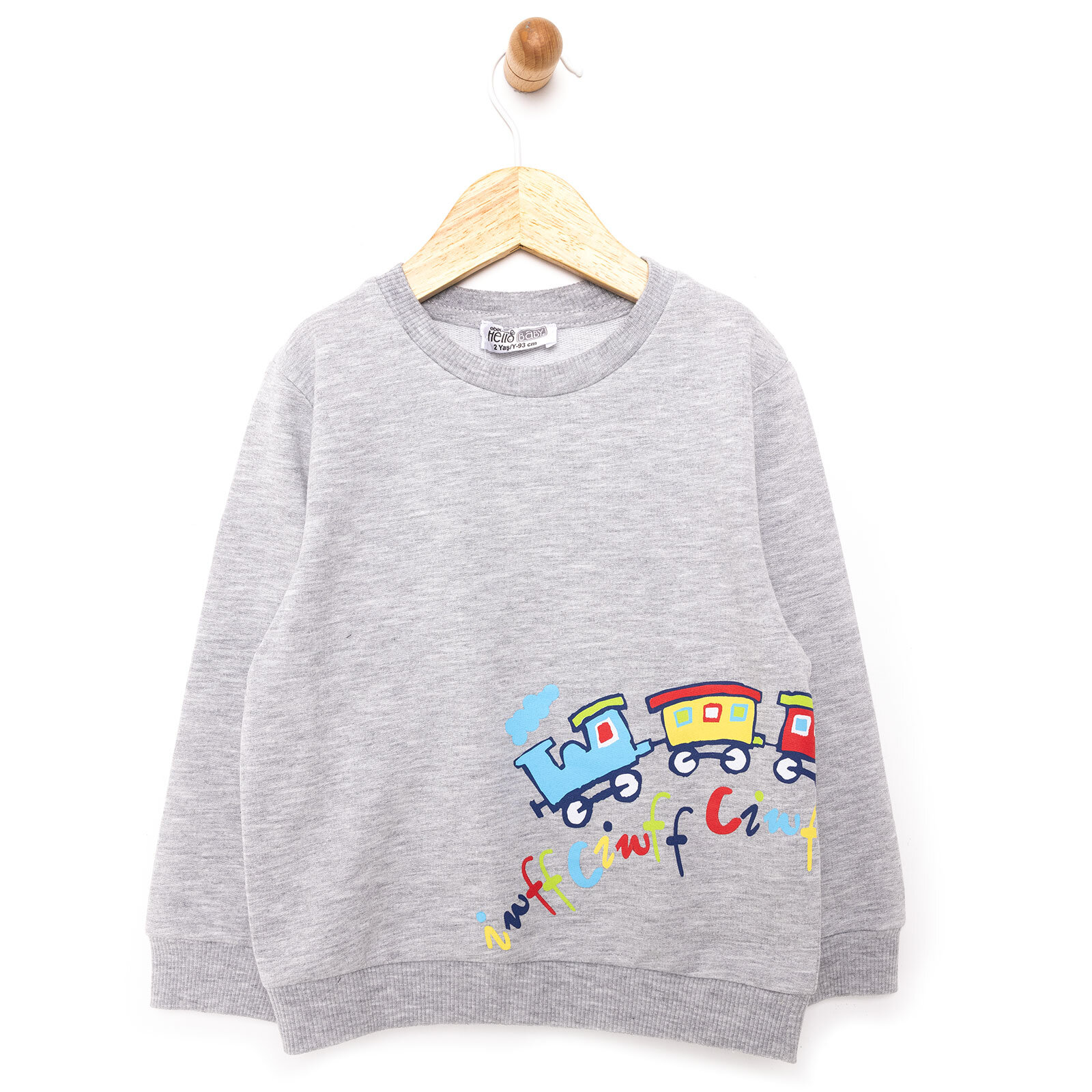 Erkek Bebek Sweatshirt Şardonlu Çıtçıtlı Bisiklet Yaka Uzun Kol Koyu Gri Melanj