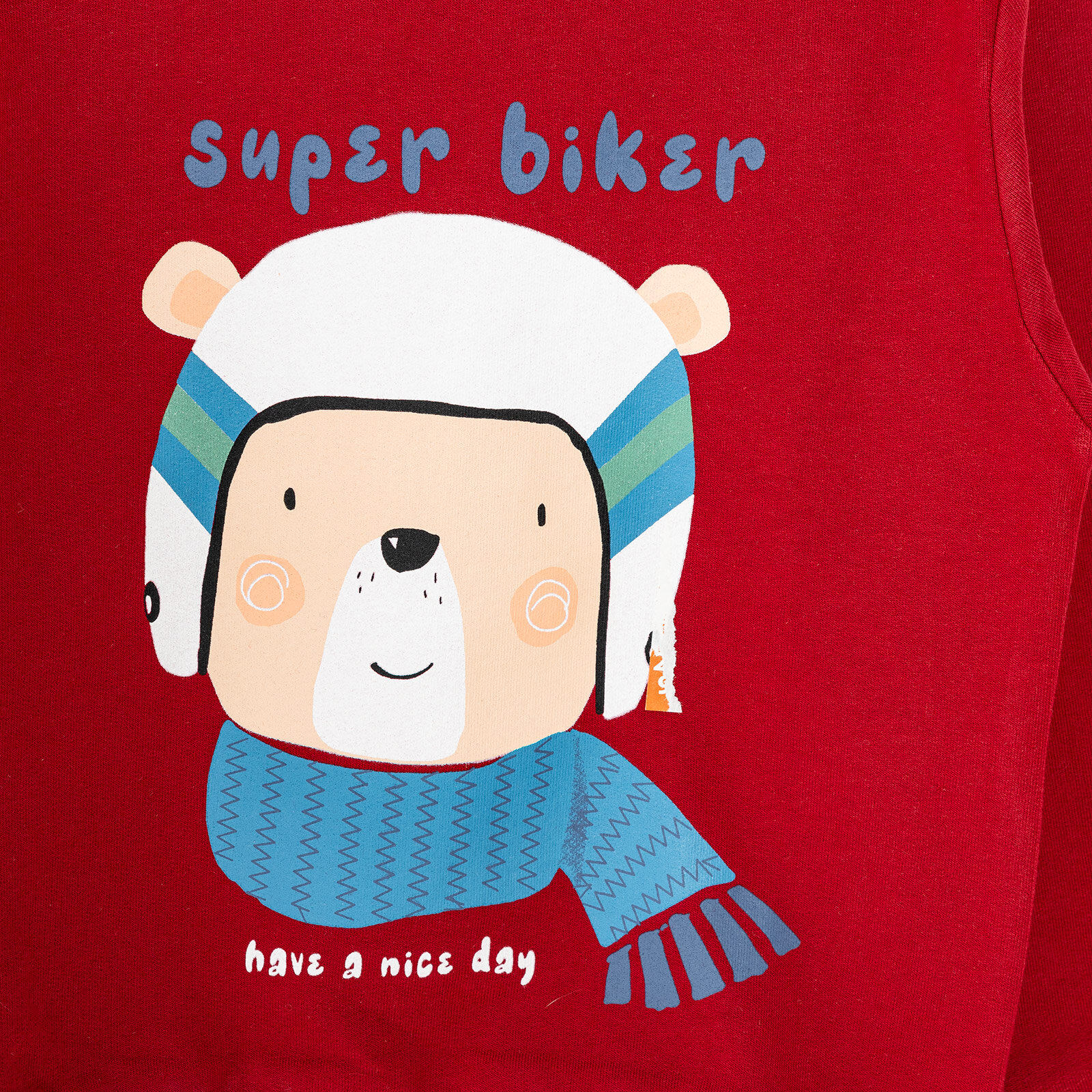 Erkek Bebek Sweatshirt Şardonlu Aslan Desenli Bisiklet Yaka Uzun Kol Bordo