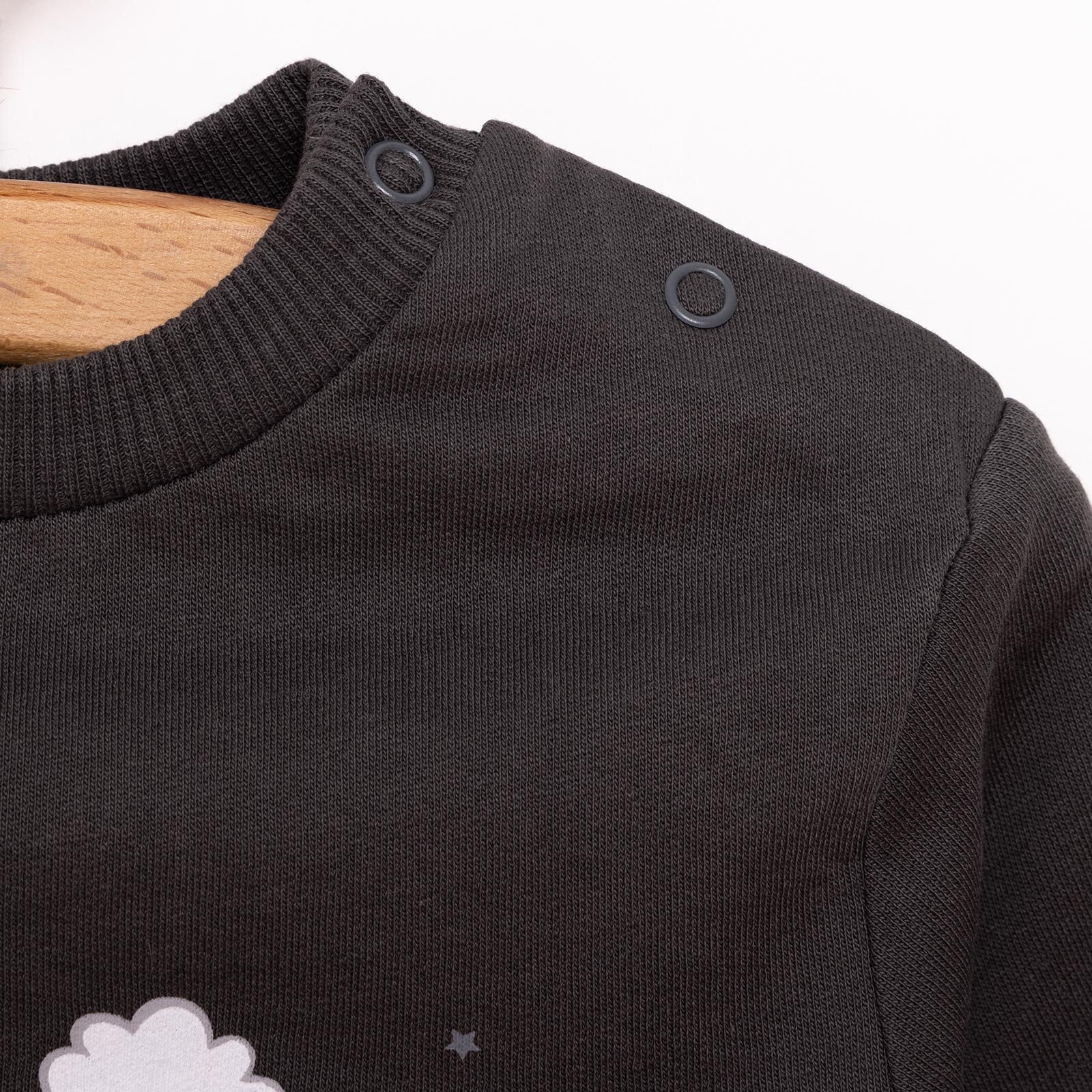 Erkek Bebek Sweatshirt Şardonlu Çıtçıtlı Bisiklet Yaka Uzun Kol Koyu Gri Erkek Bebek Sweatshirt Şardonlu Çıtçıtlı Bisiklet Yaka Uzun Kol Koyu Gri