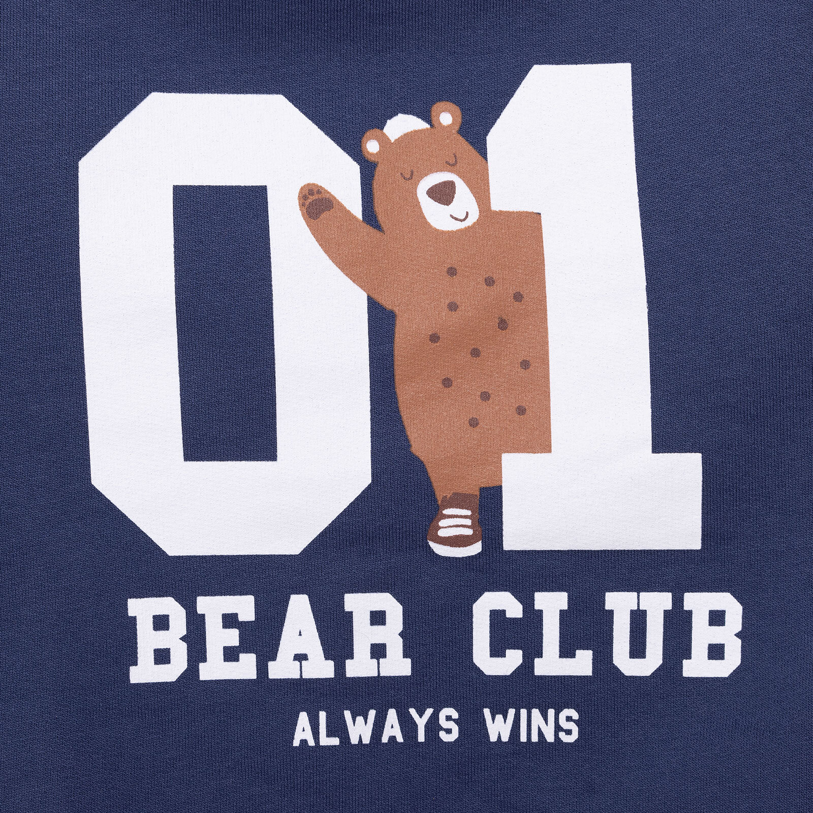 Erkek Bebek Sweatshirt Şardonlu Aslan Desenli Çıtçıtlı Bisiklet Yaka Uzun Kol Lacivert