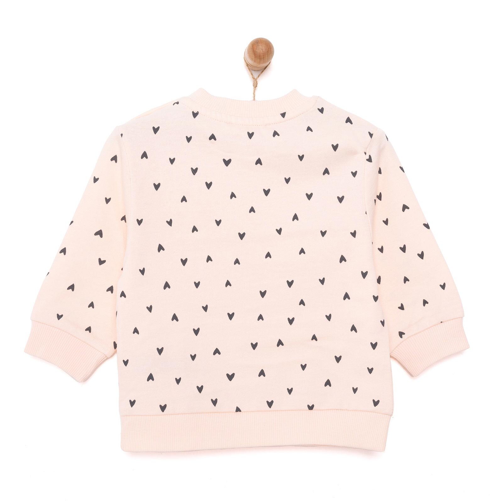 Kız Bebek Sweatshirt Şardonlu Bisiklet Yaka Uzun Kol Desenli