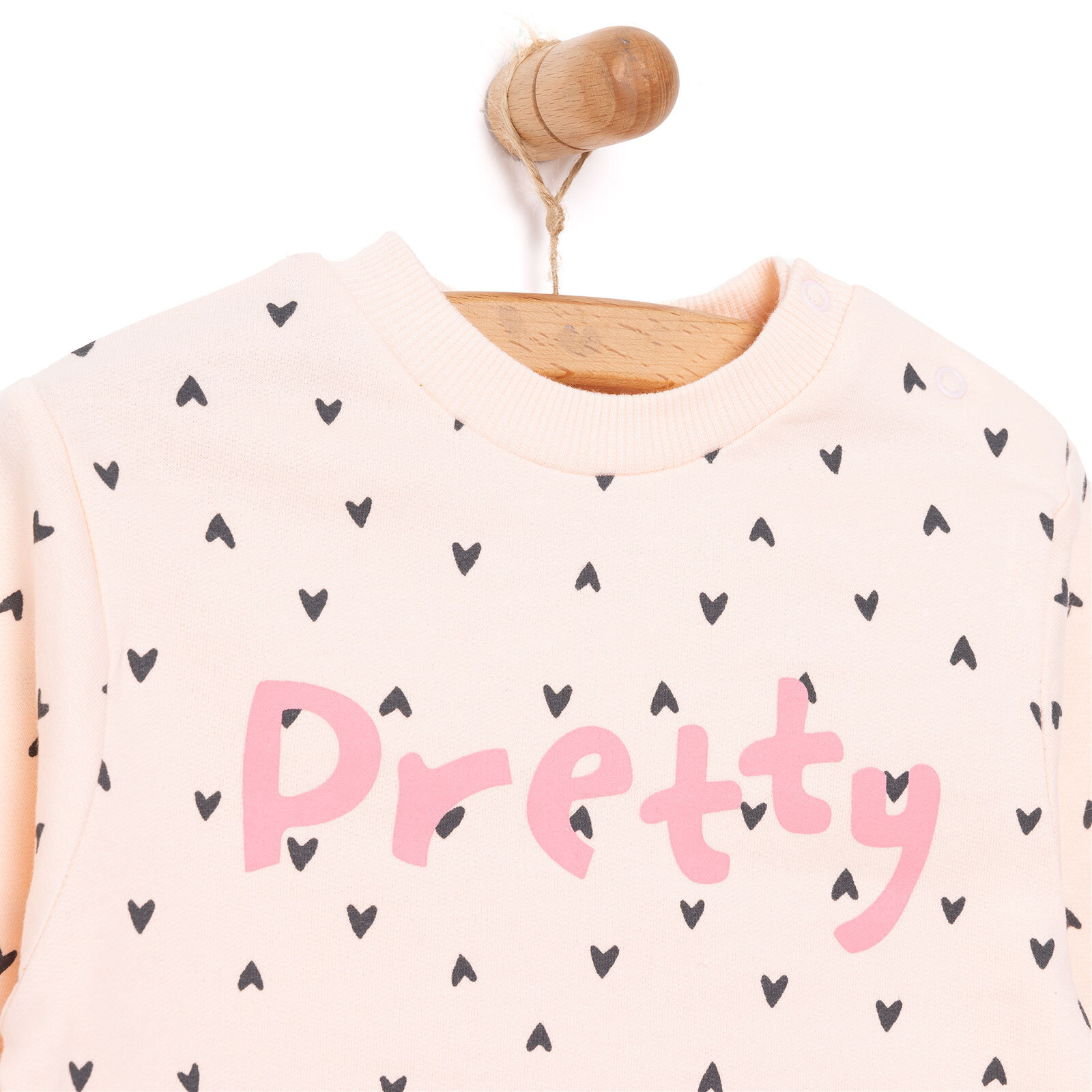 Kız Bebek Sweatshirt Şardonlu Bisiklet Yaka Uzun Kol Desenli