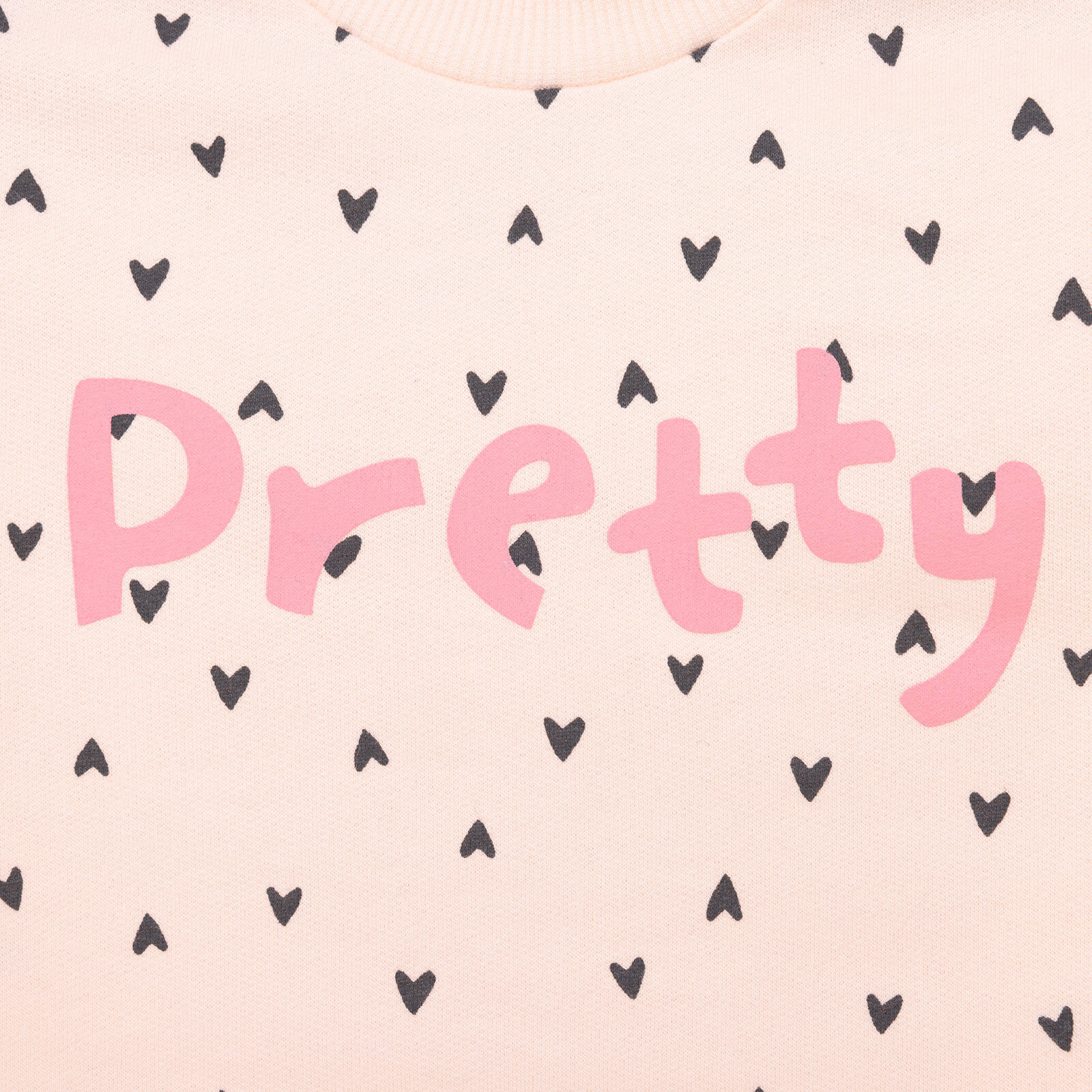 Kız Bebek Sweatshirt Şardonlu Bisiklet Yaka Uzun Kol Desenli