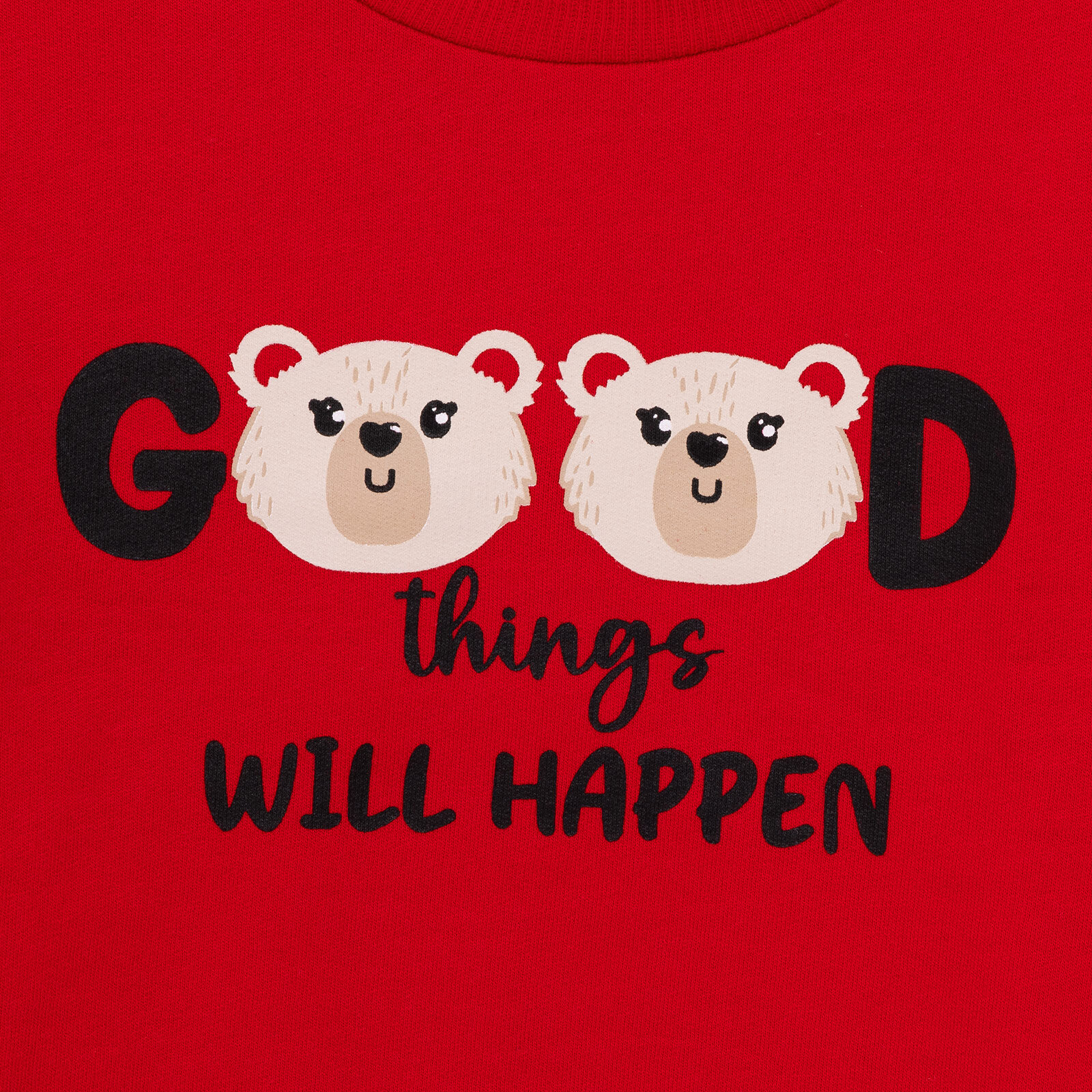 Kız Bebek Sweatshirt Şardonlu Aslan Desenli Bisiklet Yaka Uzun Kol Kırmızı