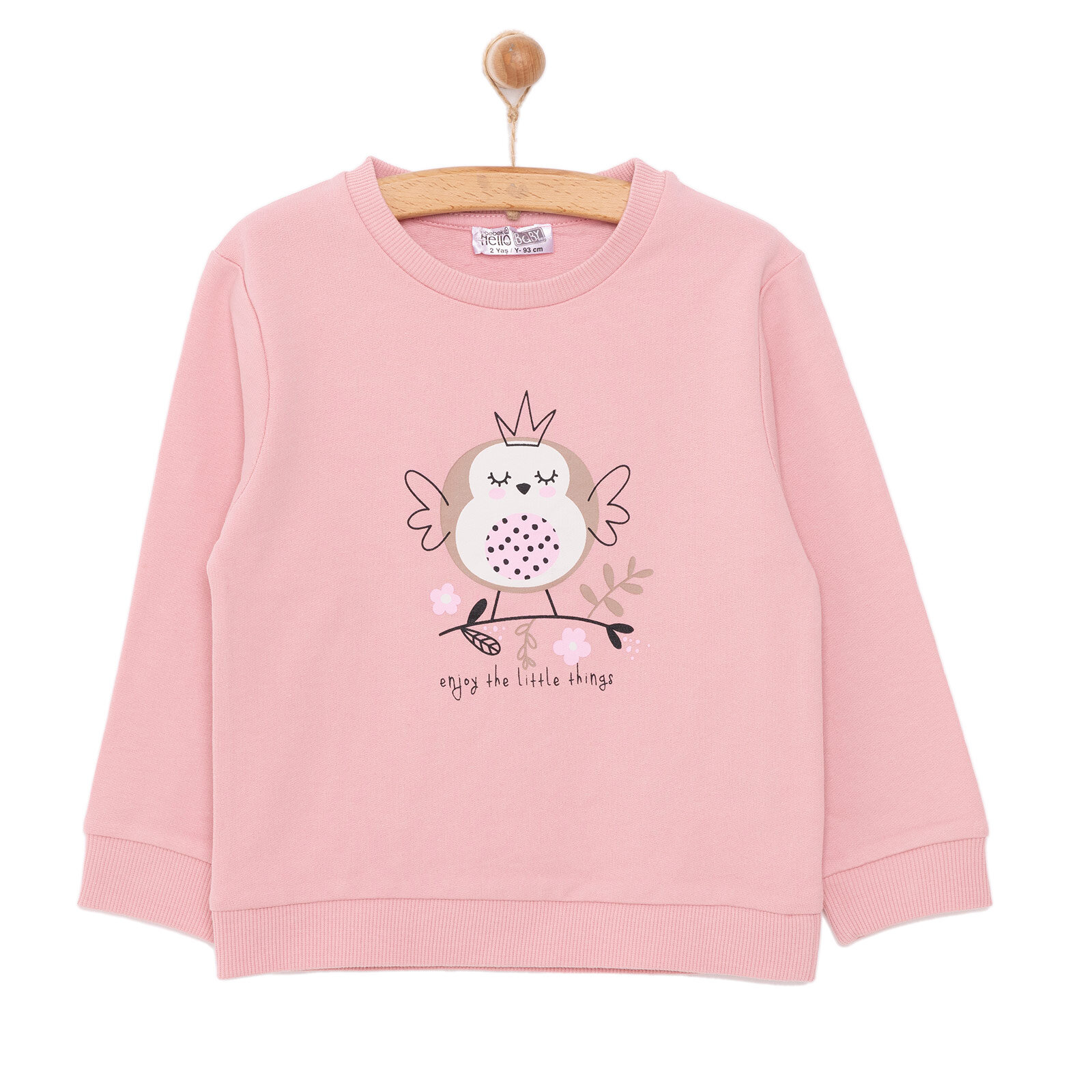 Kız Bebek Sweatshirt Şardonlu Bisiklet Yaka Uzun Kol Pudra Kız Bebek Sweatshirt Şardonlu Bisiklet Yaka Uzun Kol Pudra