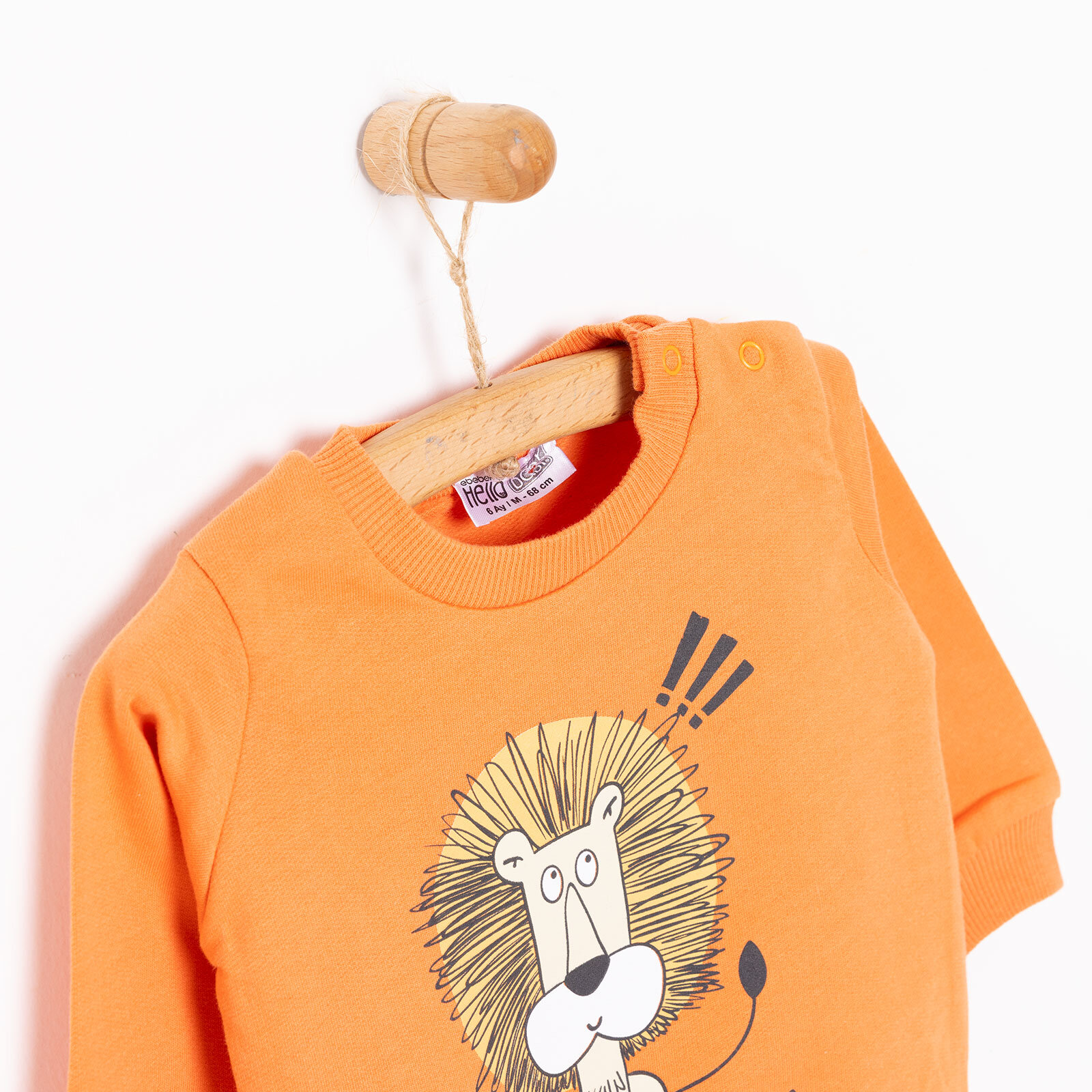 Basic Az Şardonlu Aslan Desenli Sweatshirt