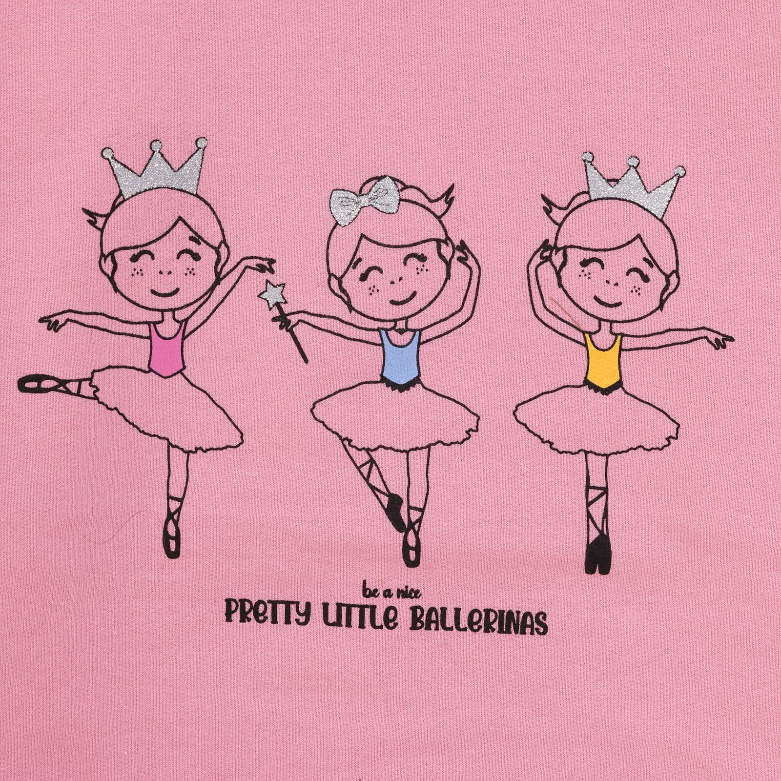 Kız Bebek Sweatshirt Şardonlu Balerin Desenli Bisiklet Yaka Uzun Kol Pembe Kız Bebek Sweatshirt Şardonlu Balerin Desenli Bisiklet Yaka Uzun Kol Pembe